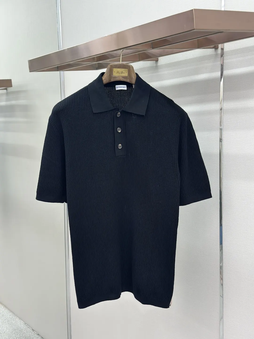 Check-Trim Textured Knit Polo Shirt D26019194 — view 3