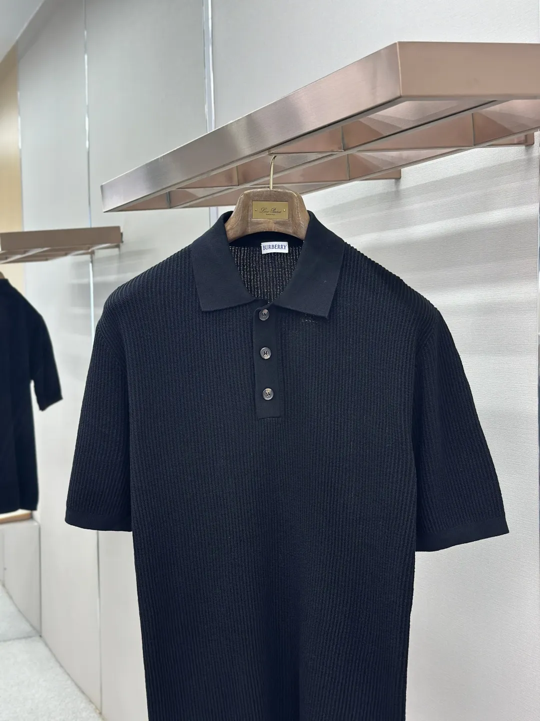 Check-Trim Textured Knit Polo Shirt D26019194 — view 4