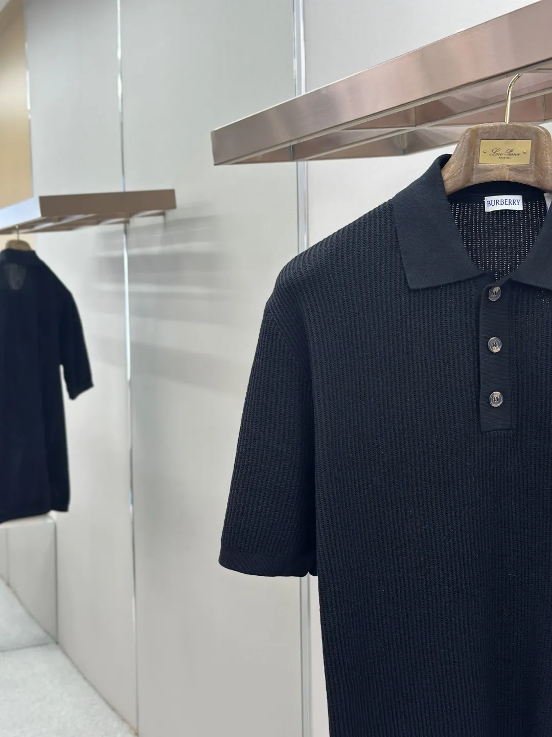 Check-Trim Textured Knit Polo Shirt D26019194 — view 5