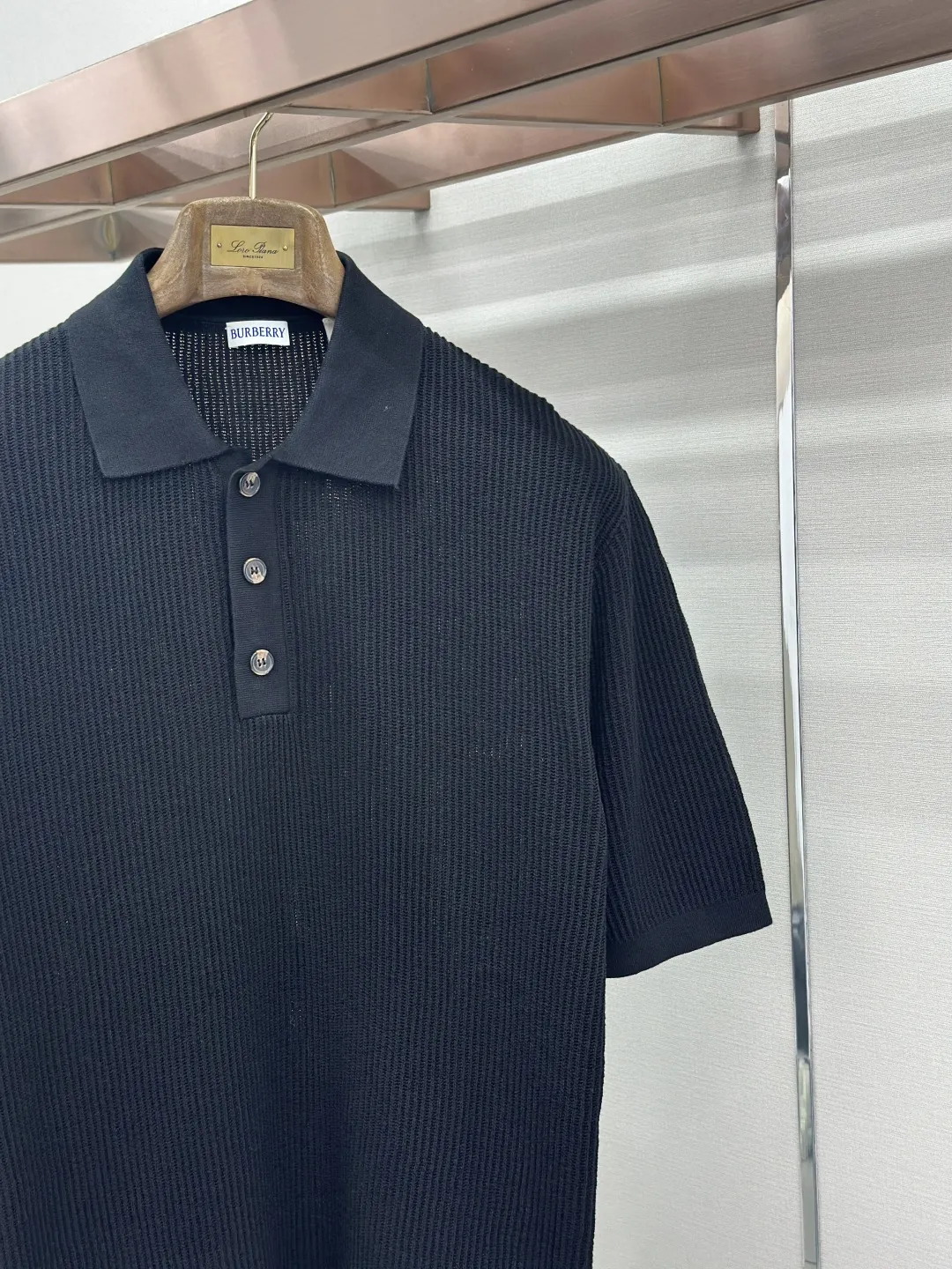 Check-Trim Textured Knit Polo Shirt D26019194 — view 6