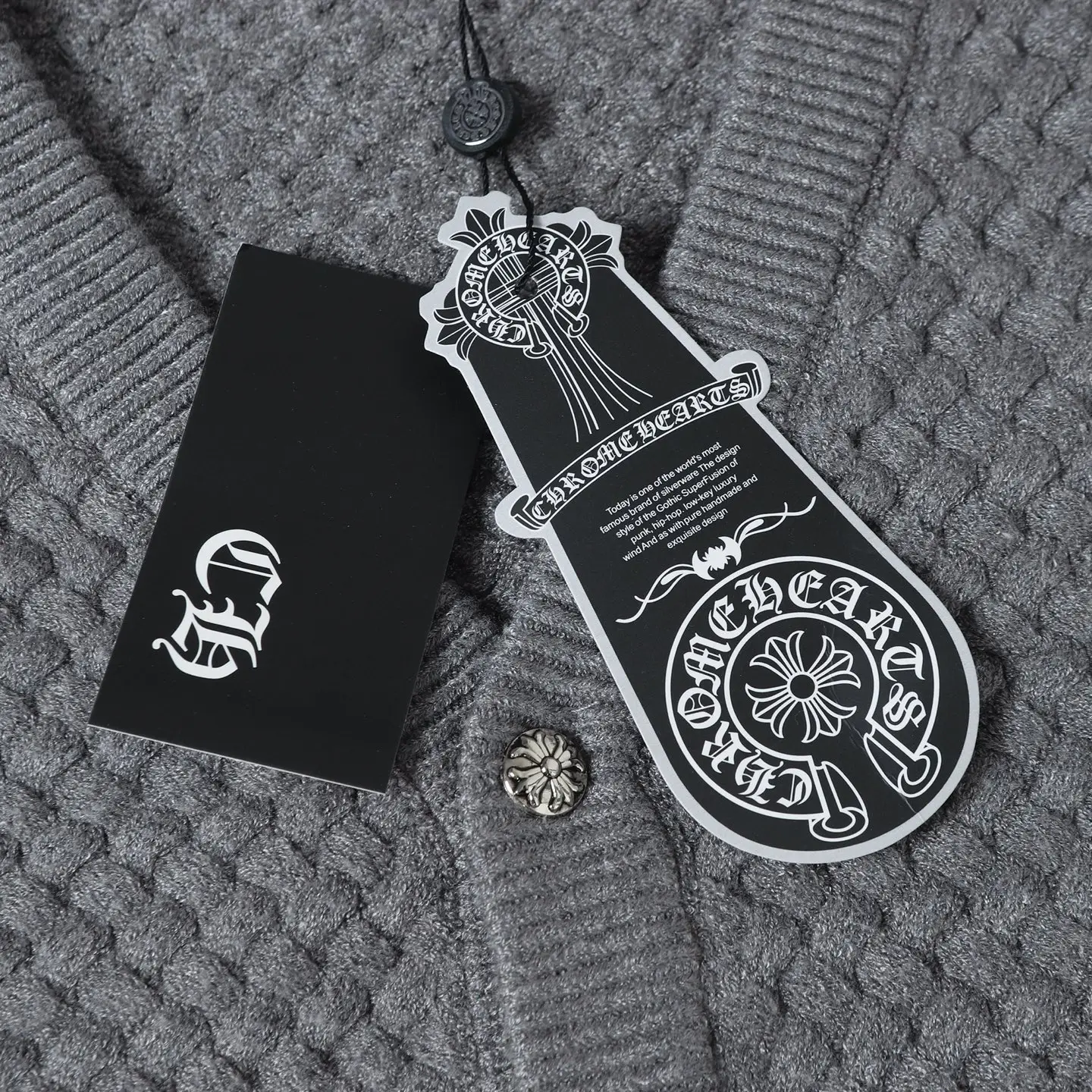 Leather Patch Textured Knit Cardigan D26024918 — view 6