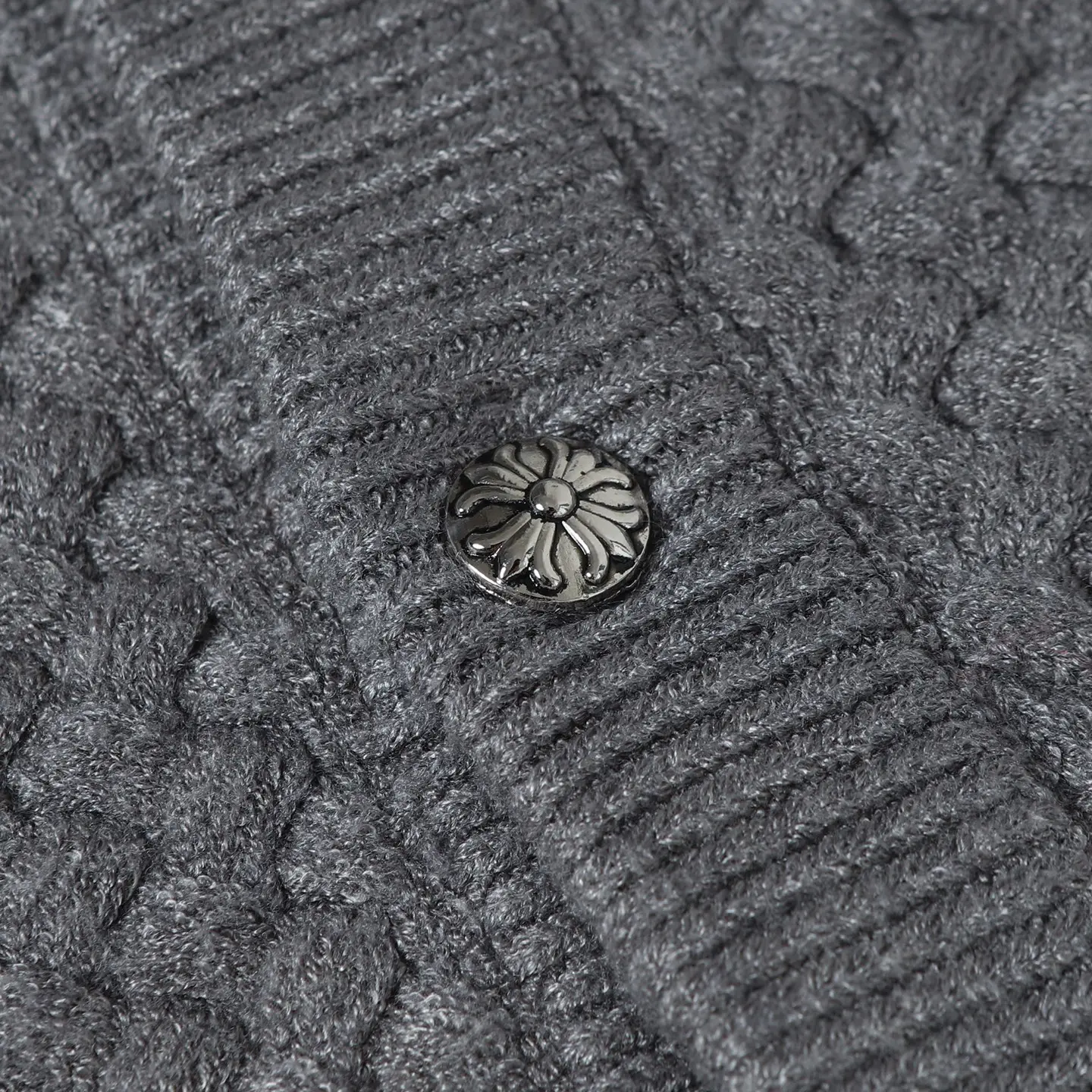 Leather Patch Textured Knit Cardigan D26024918 — view 7
