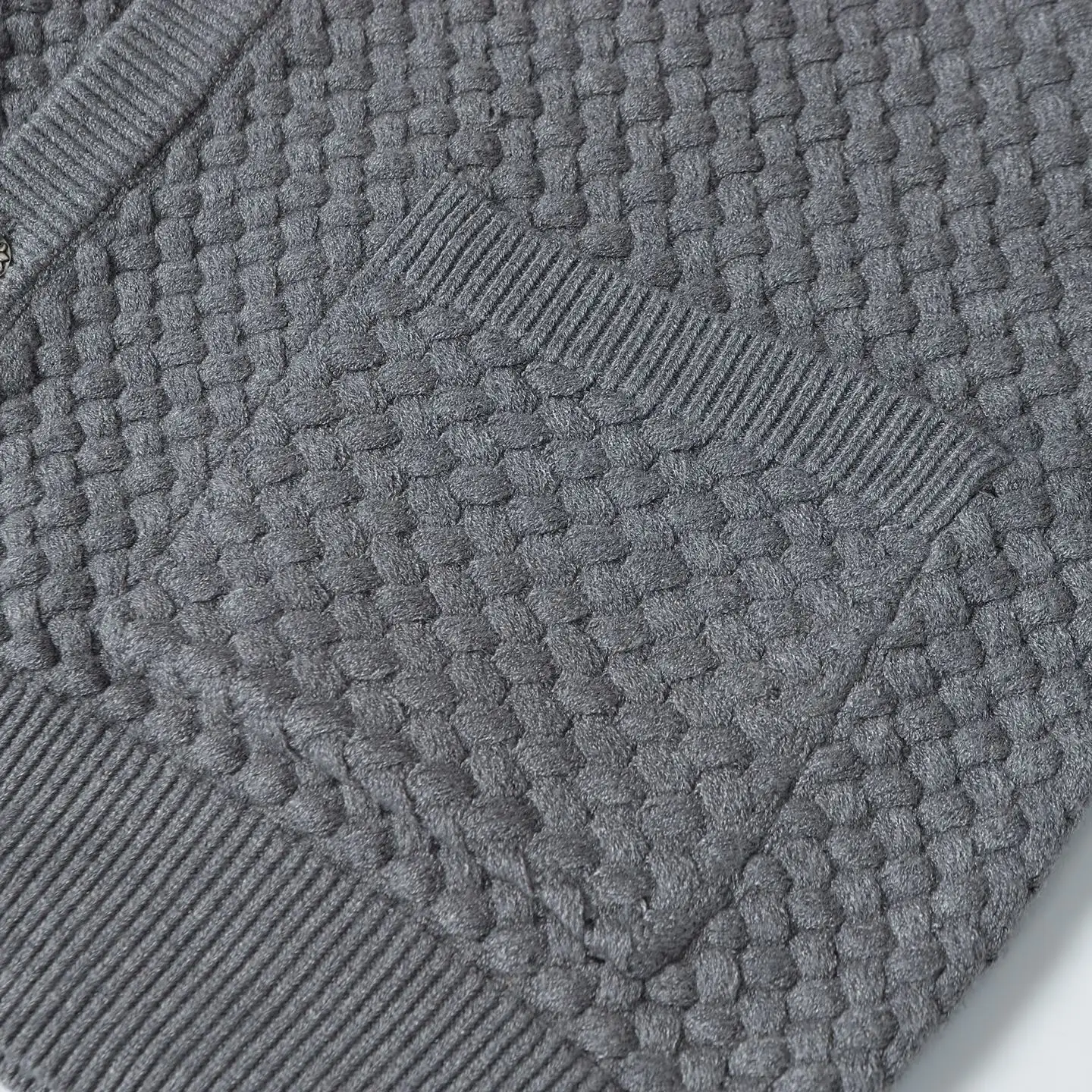 Leather Patch Textured Knit Cardigan D26024918 — view 8