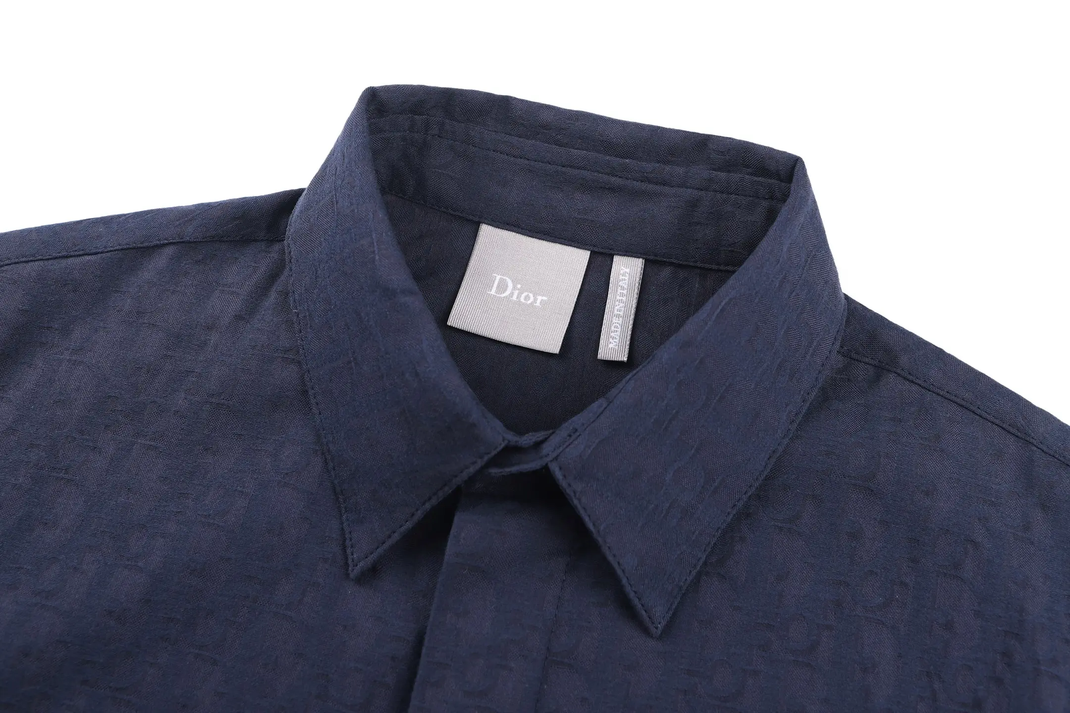 Oblique Jacquard Silk-Blend Short-Sleeve Shirt D26022413 — view 3