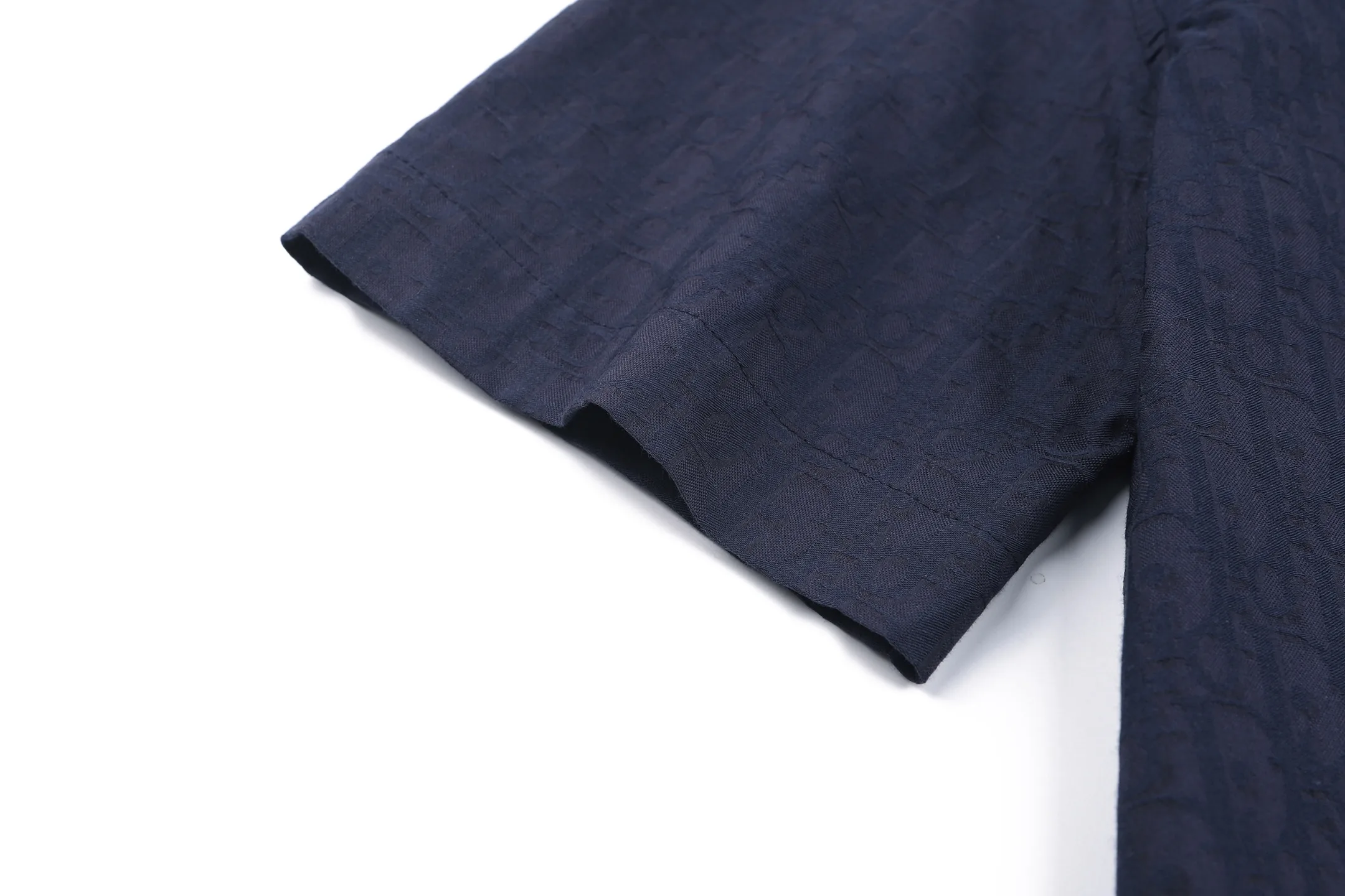 Oblique Jacquard Silk-Blend Short-Sleeve Shirt D26022413 — view 7