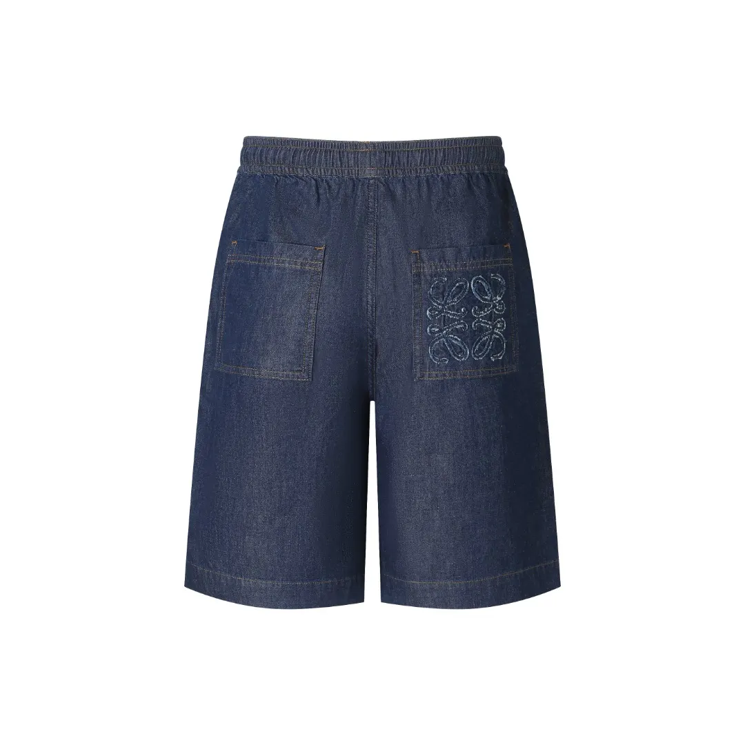 Anagram Embroidered Denim Drawstring Shorts D26018779 — view 3