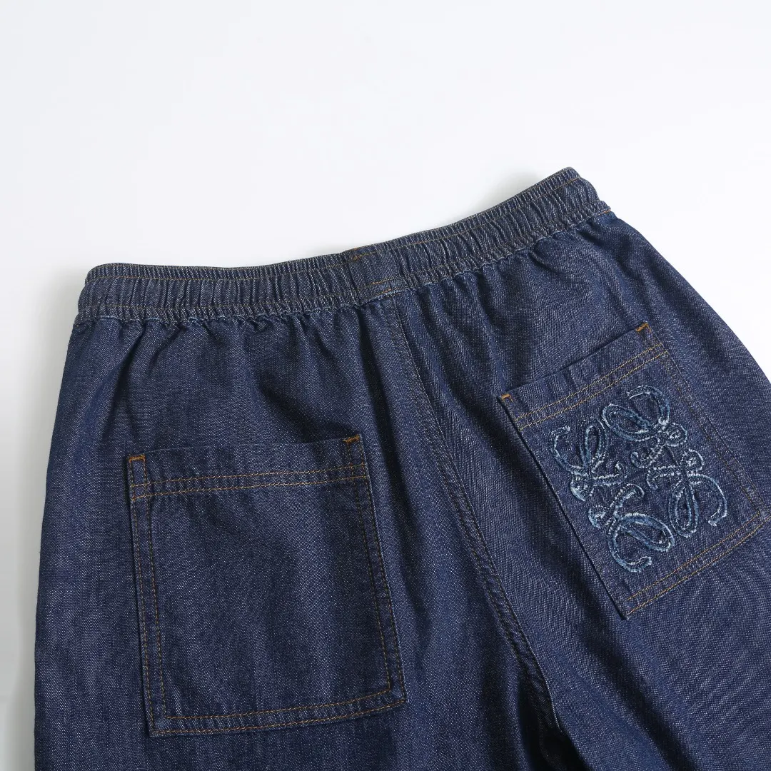 Anagram Embroidered Denim Drawstring Shorts D26018779 — view 8