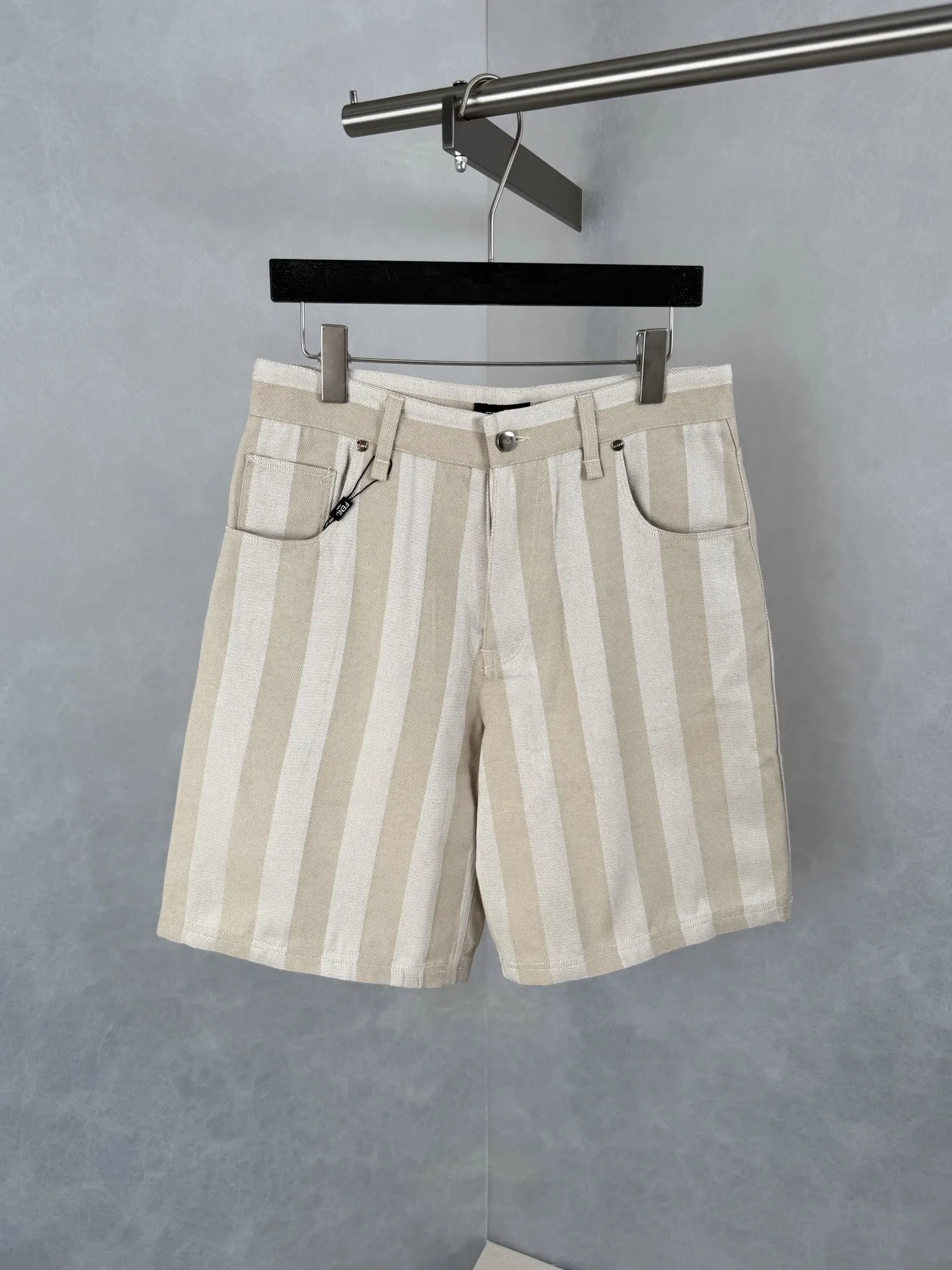 Striped Washed Denim Shorts D26518590
