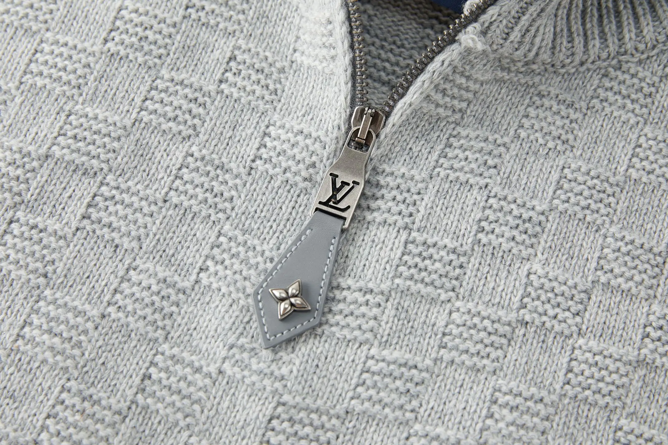 Damier Half-Zip Cashmere Blend Sweater D26520527 — view 3