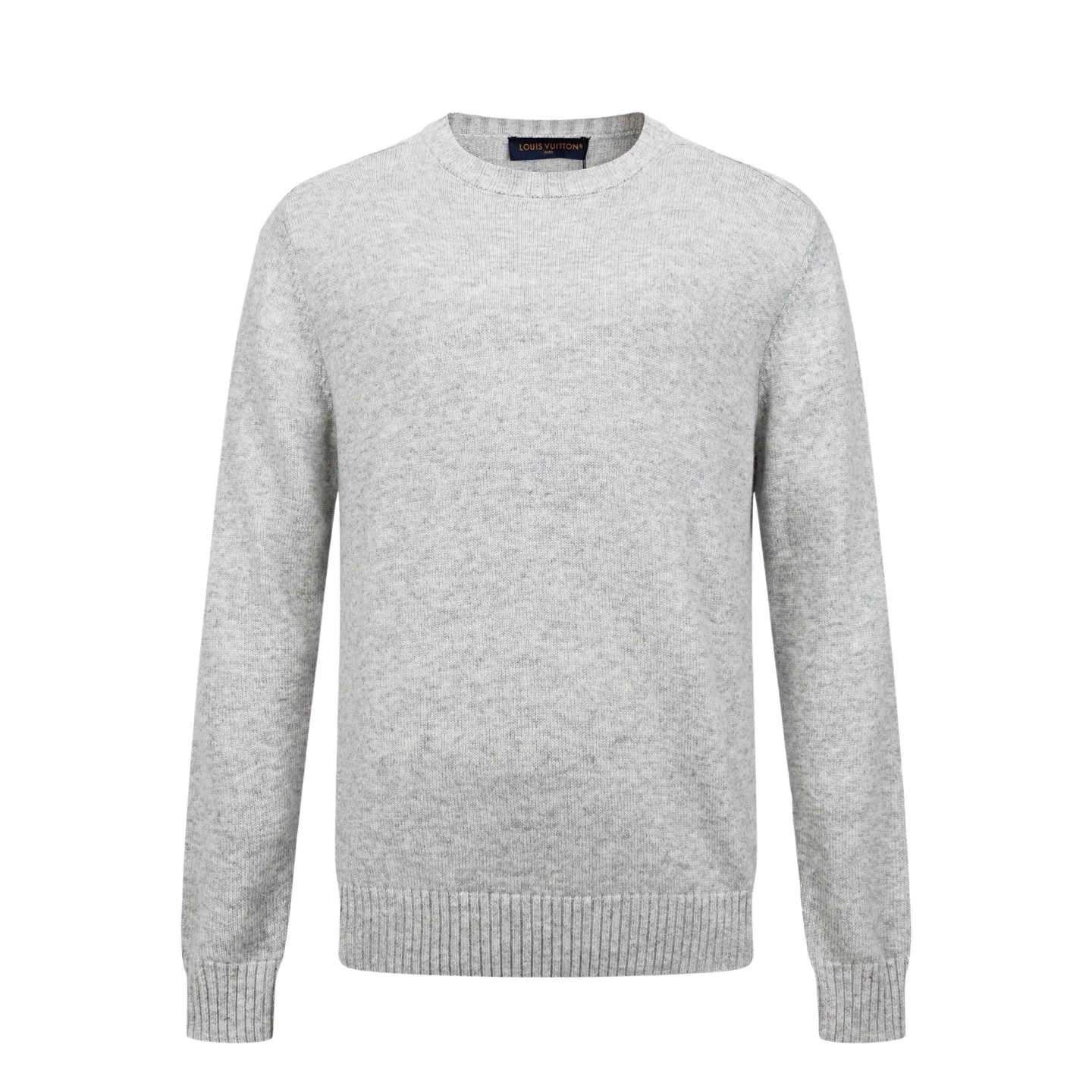 Leather-Trimmed Wool Crew-Neck Sweater D27022396