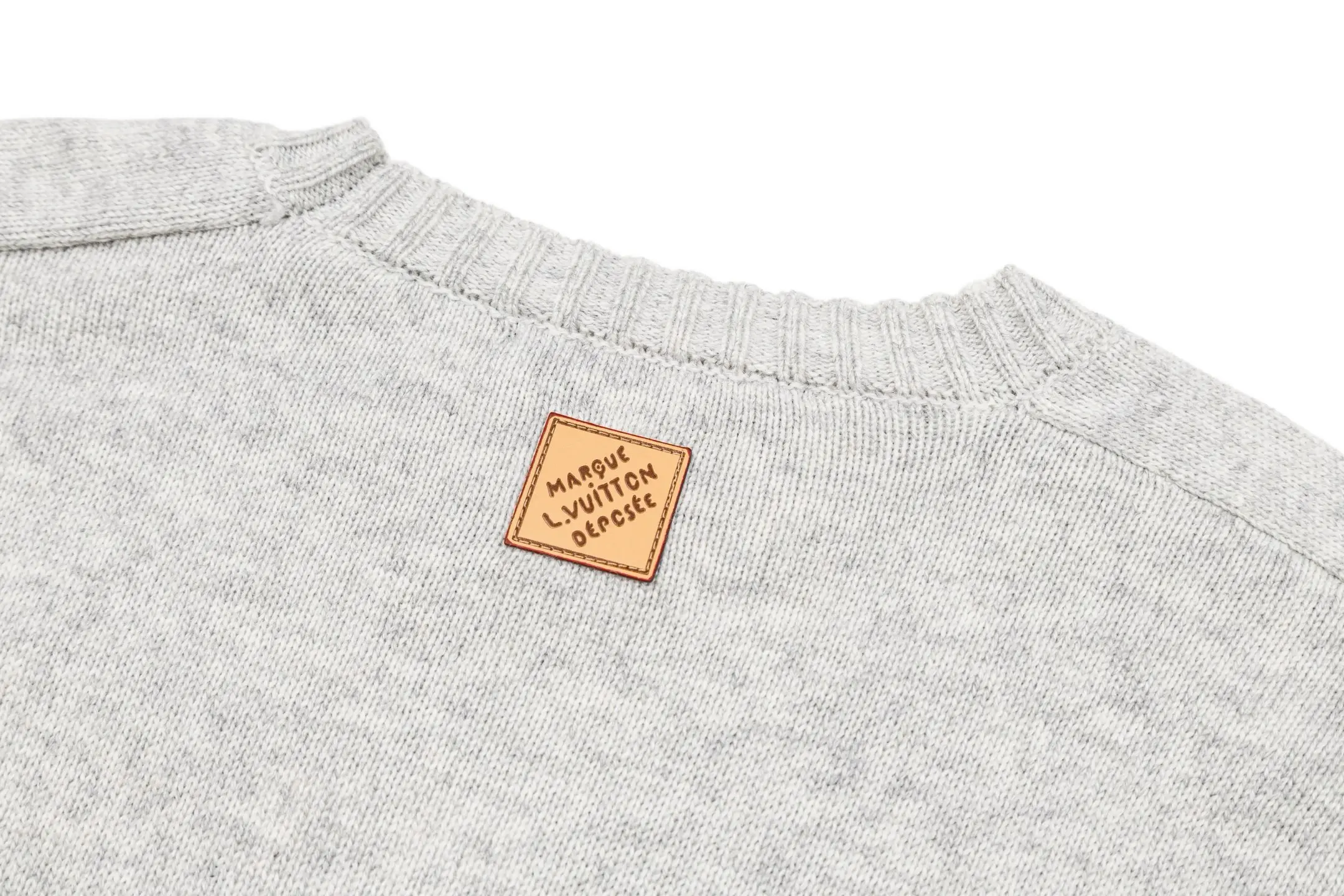 Leather-Trimmed Wool Crew-Neck Sweater D27022396 — view 4