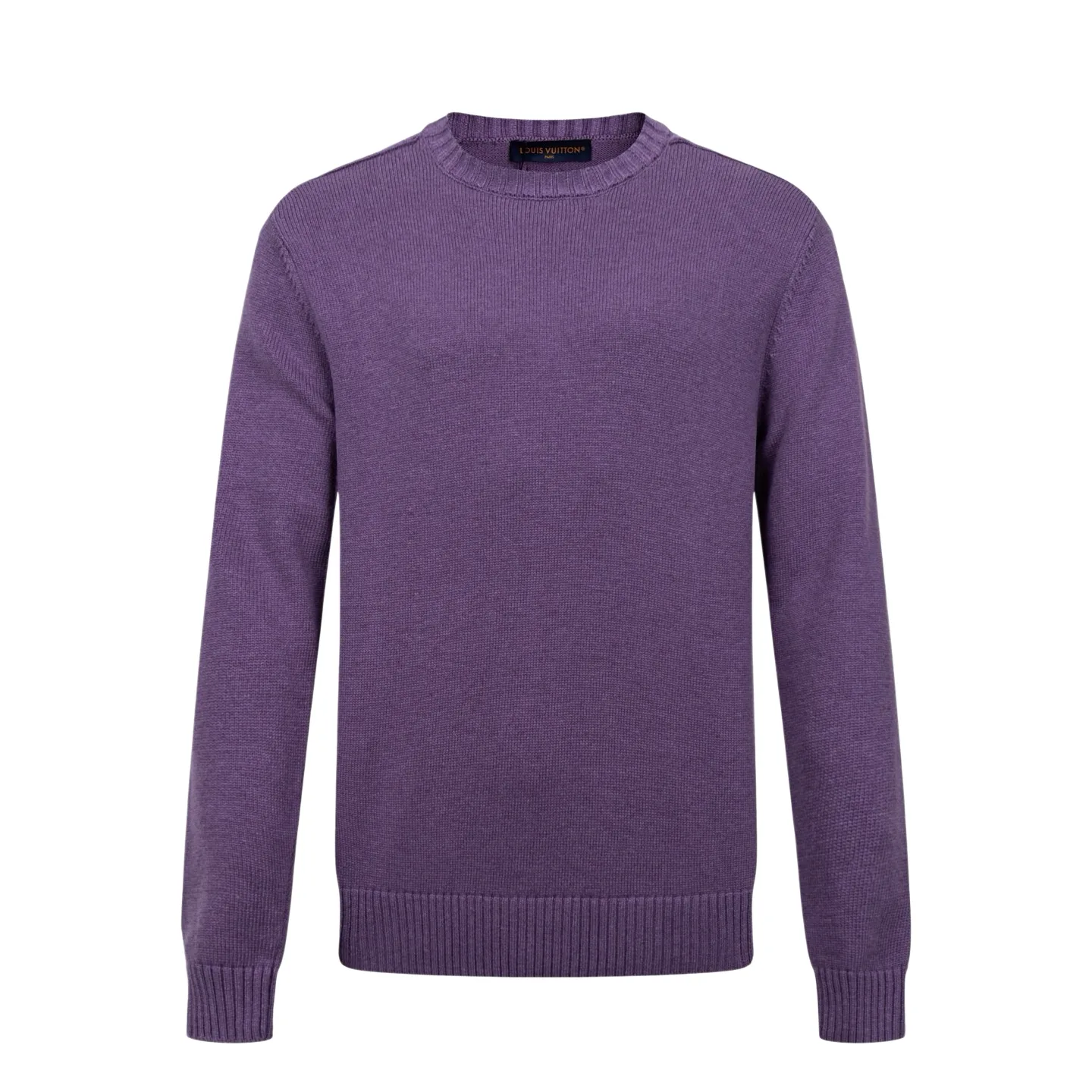Leather Patch Wool Crew-Neck Sweater D27022398