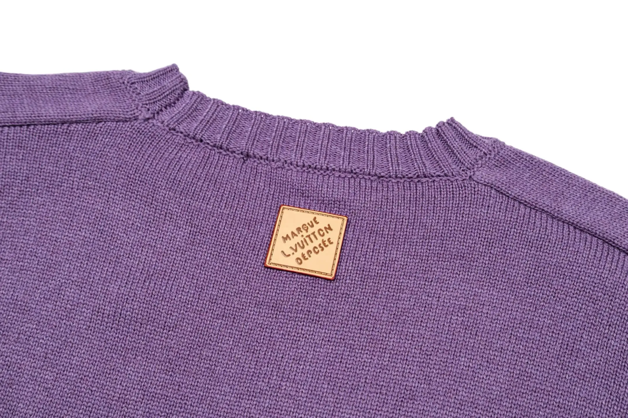 Leather Patch Wool Crew-Neck Sweater D27022398 — view 4
