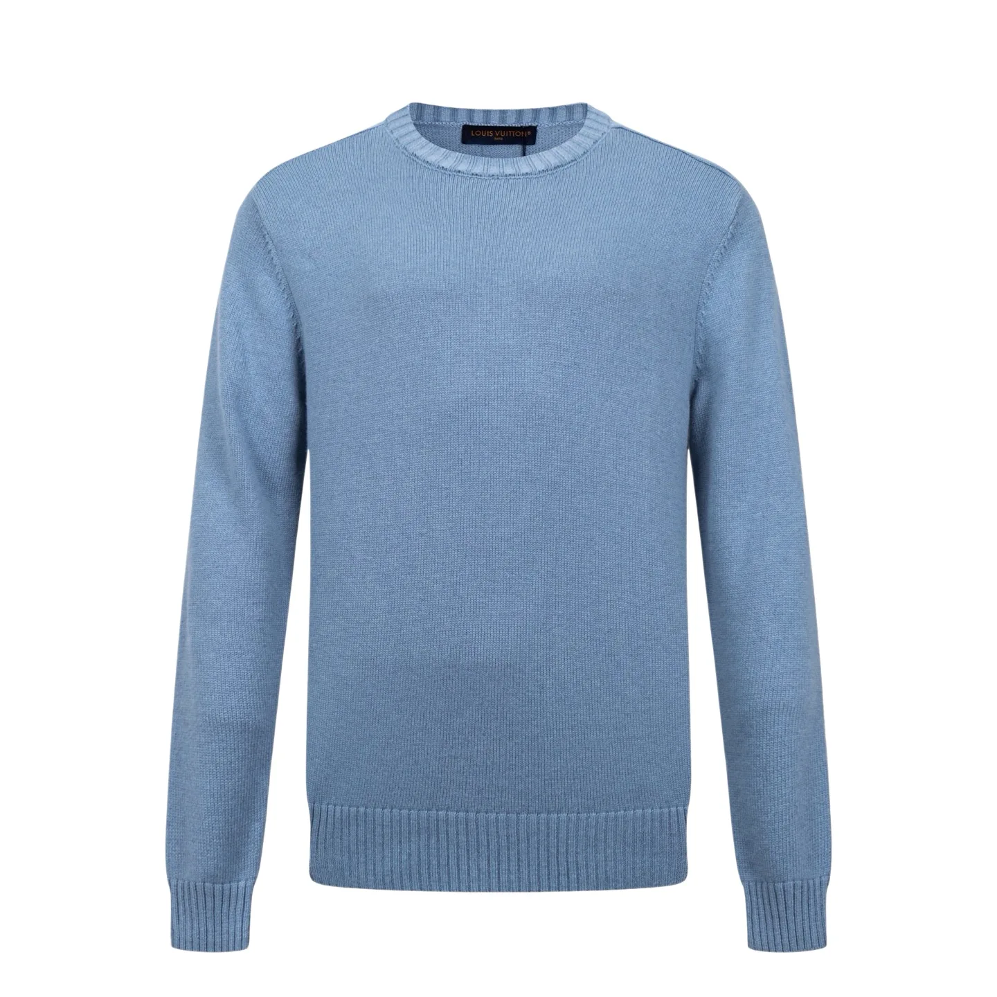 Leather-Trimmed Wool Crew-Neck Sweater D27022397