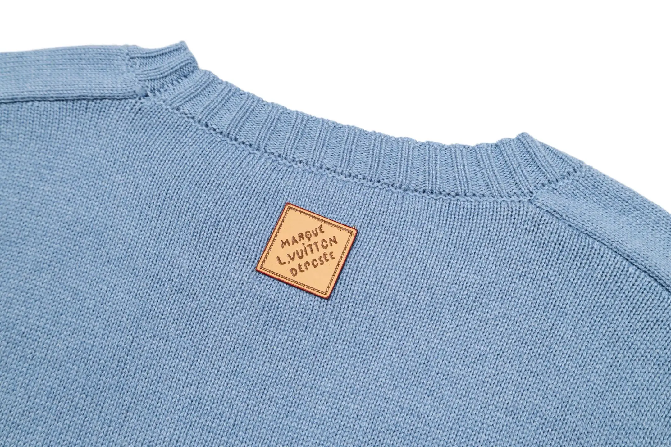 Leather-Trimmed Wool Crew-Neck Sweater D27022397 — view 4