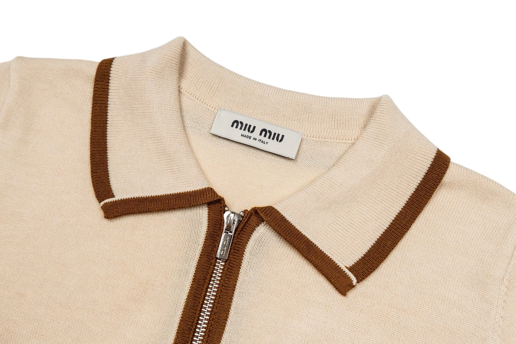 Contrast-Trim Zip-Up Knit Cardigan D27022342 — view 3