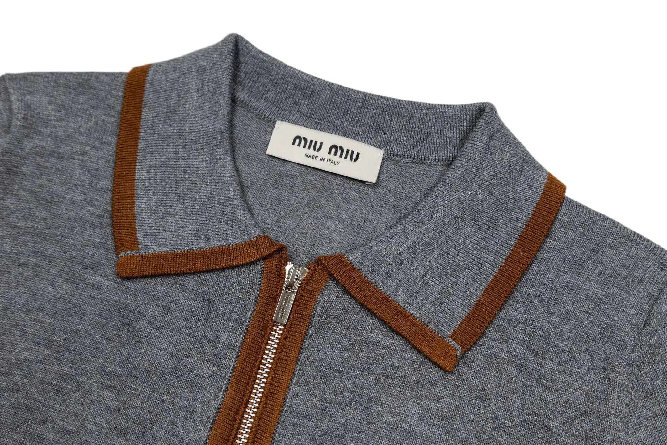 Contrast-Trim Zip-Up Knit Cardigan D27022343 — view 3