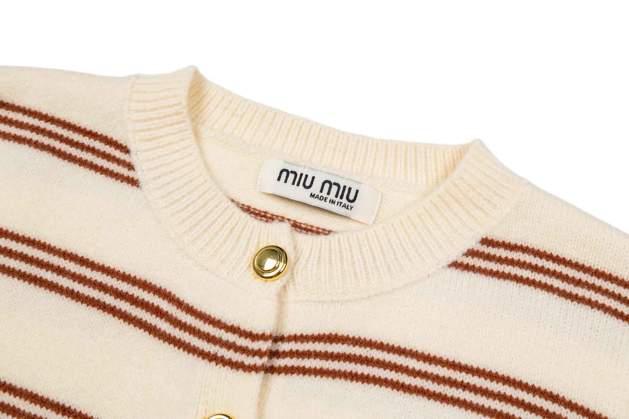 Striped Knit Cardigan with Logo Patch D27022345 — view 3