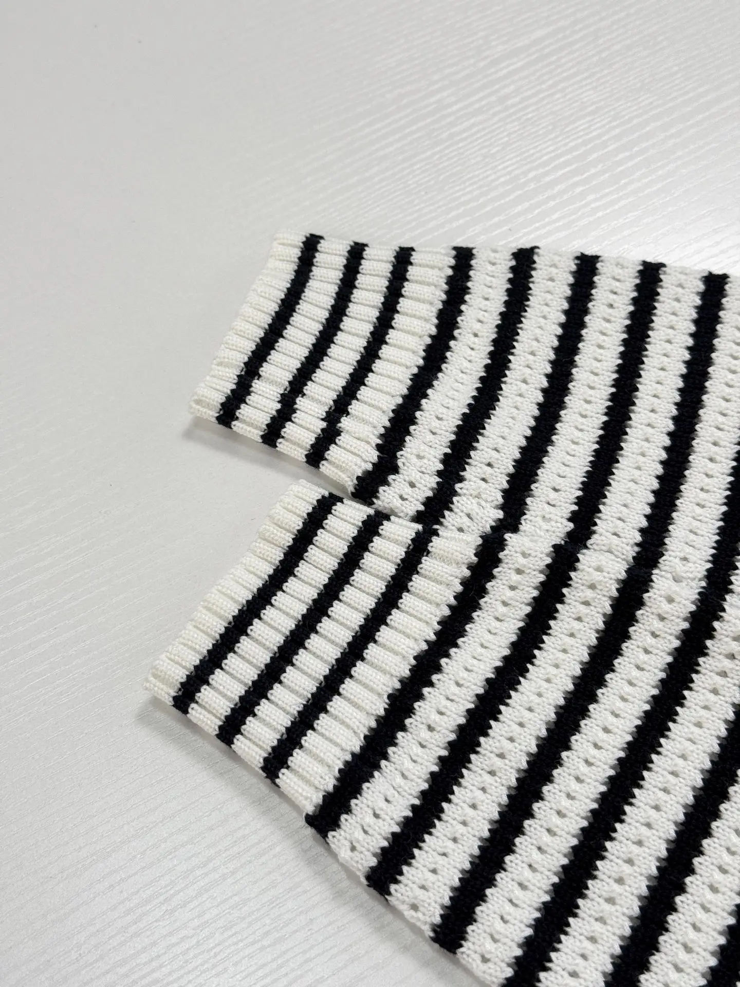 Striped Open-Knit Henley Sweater D27522028 — view 7