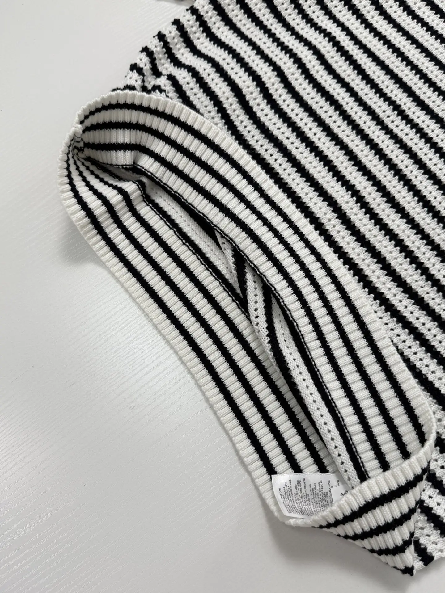 Striped Open-Knit Henley Sweater D27522028 — view 10