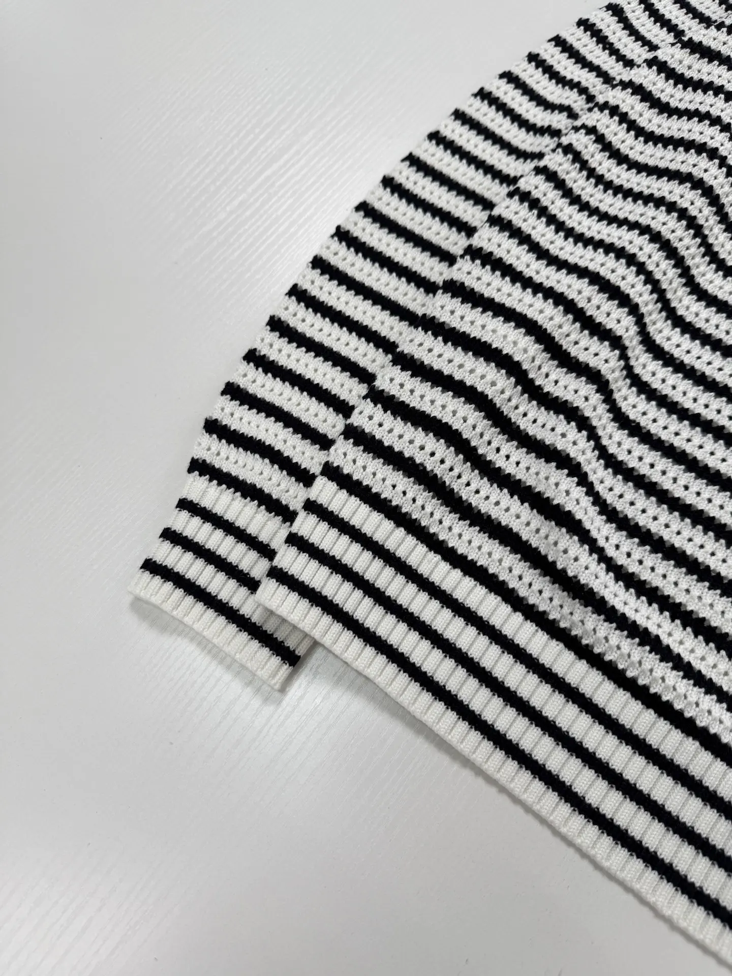 Striped Open-Knit Henley Sweater D27522028 — view 11