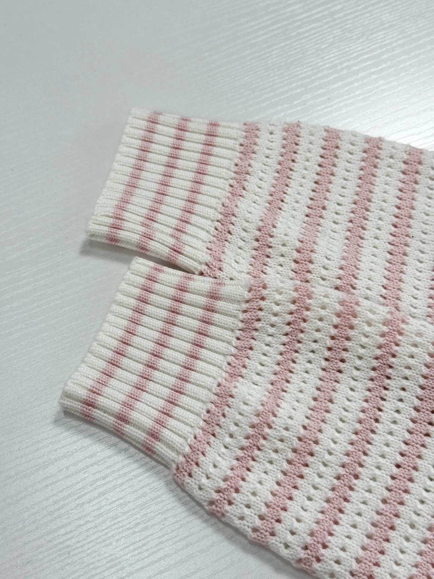 Striped Open-Knit Henley Sweater D27522029 — view 7