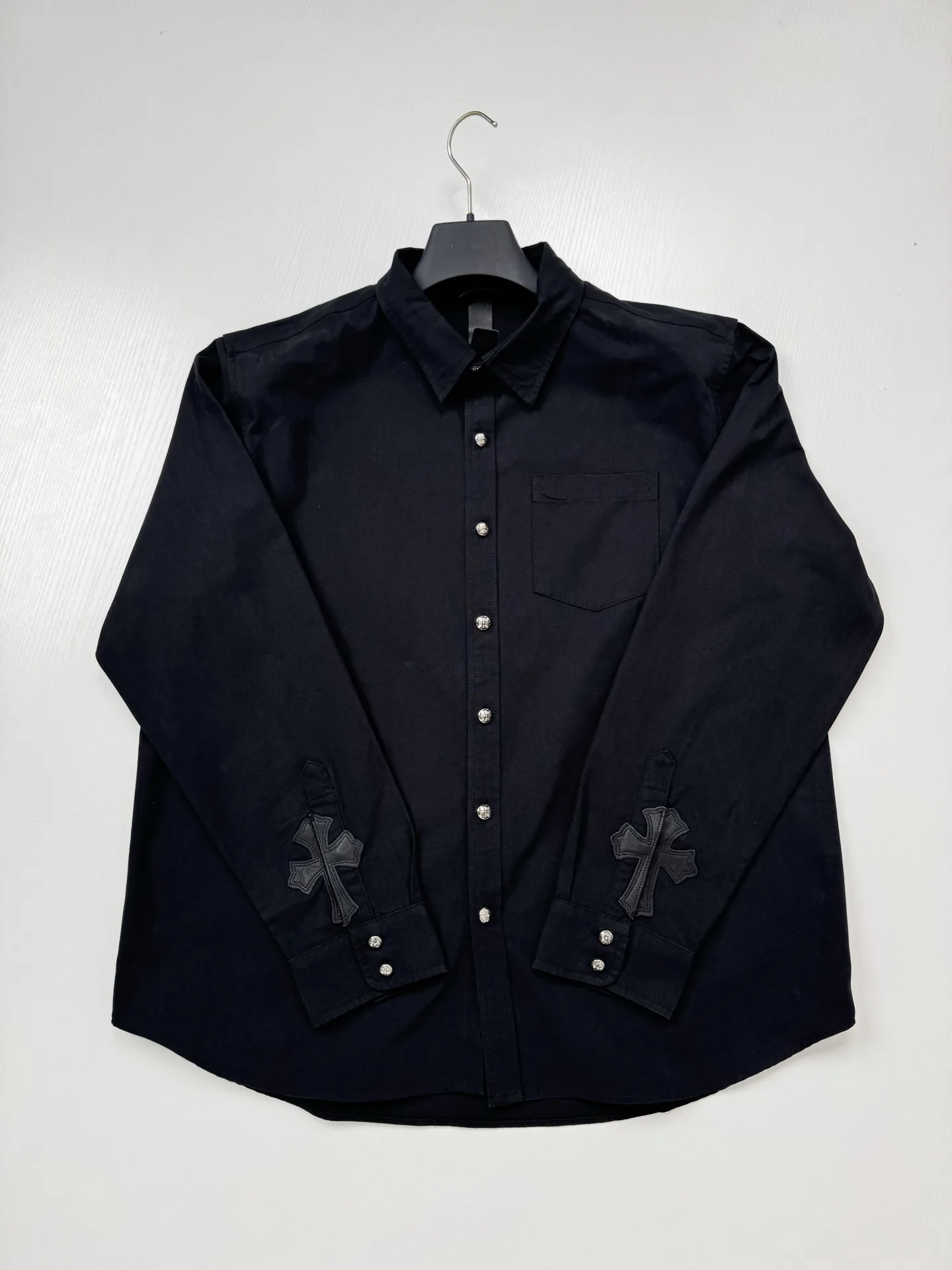 Leather-Trimmed Canvas Flame Patch Shirt D27518741 — view 3