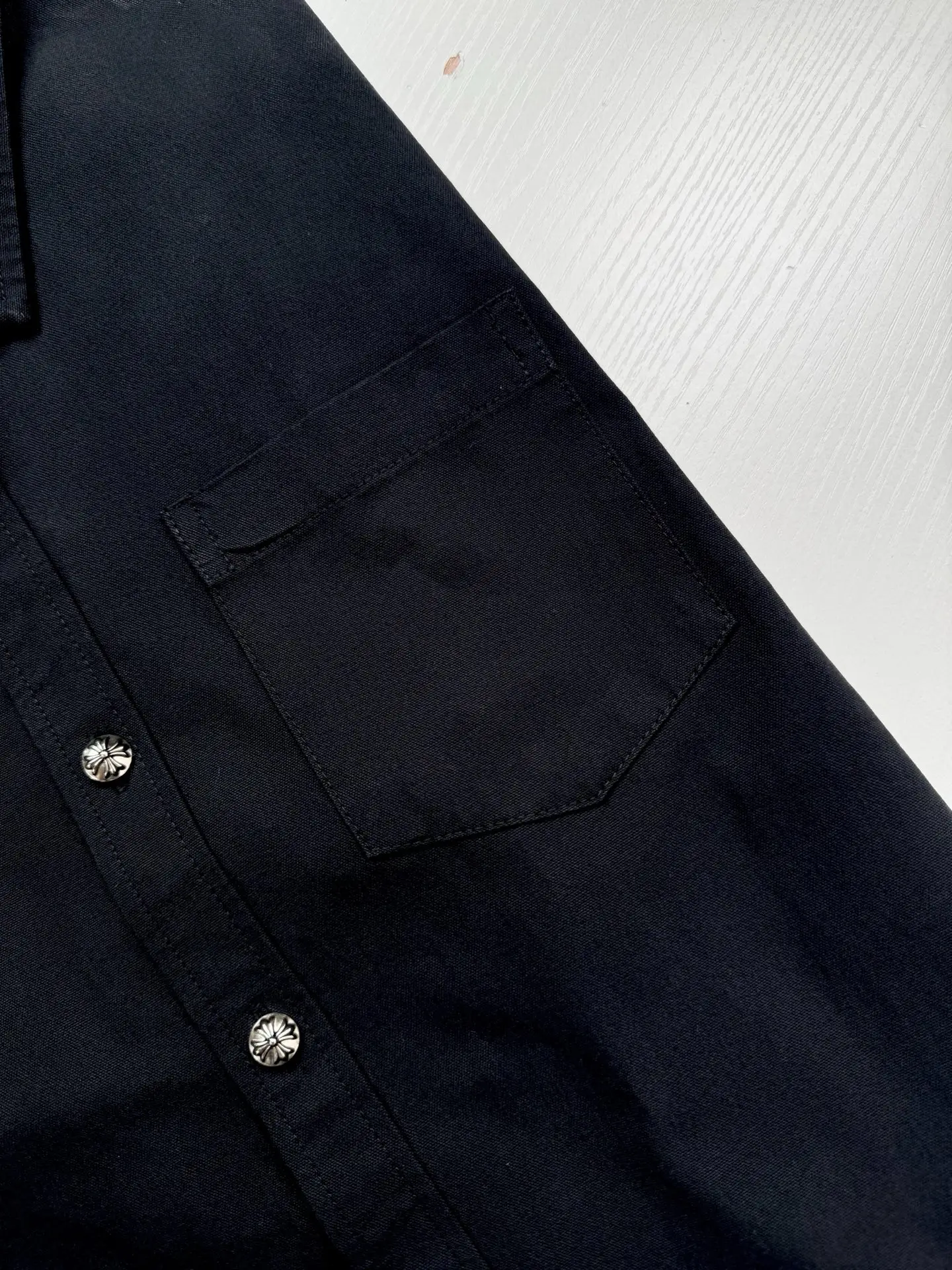 Leather-Trimmed Canvas Flame Patch Shirt D27518741 — view 8