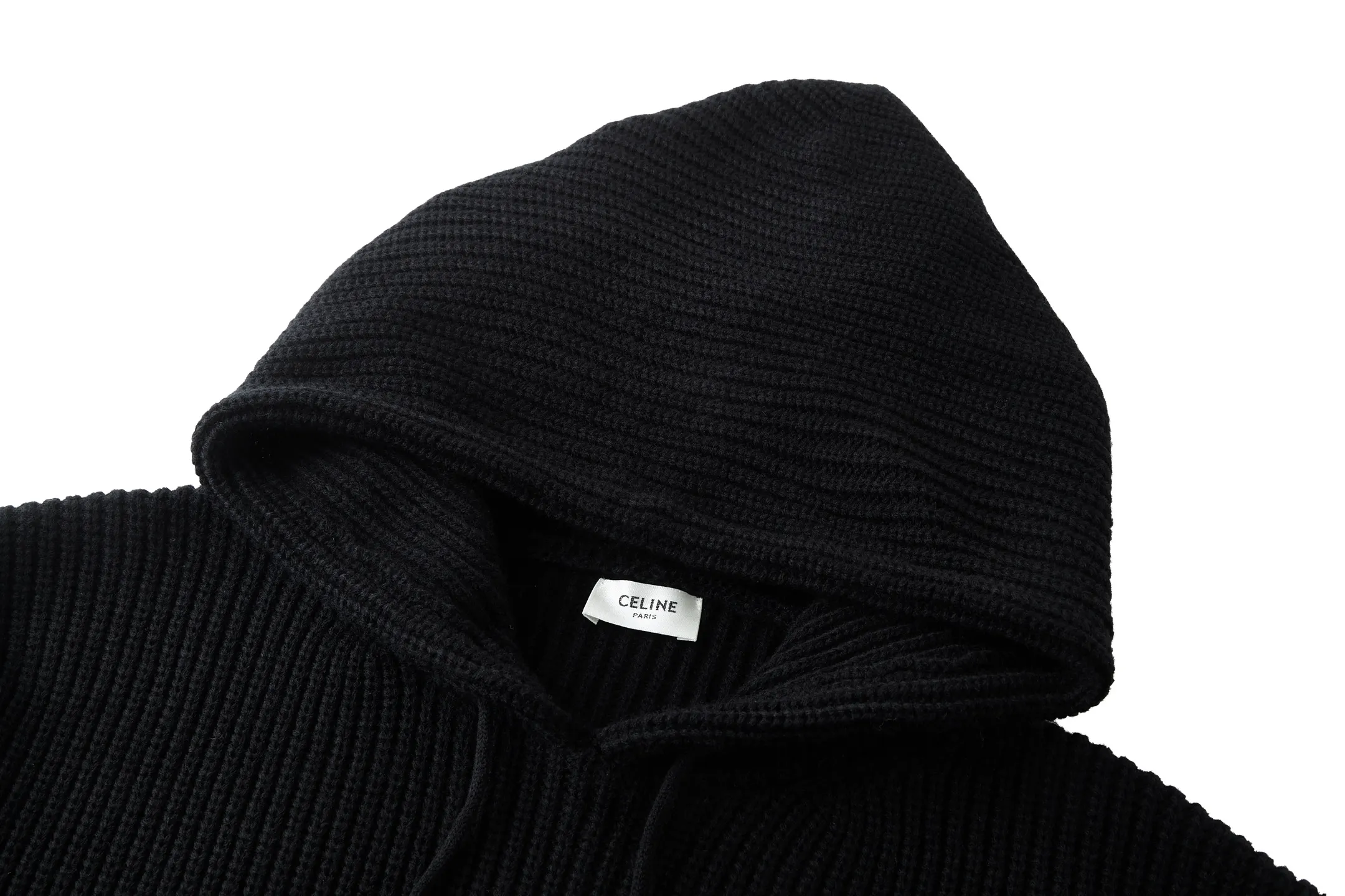 Logo-Appliqué Ribbed Merino Wool-Blend Hoodie D27524919 — view 4