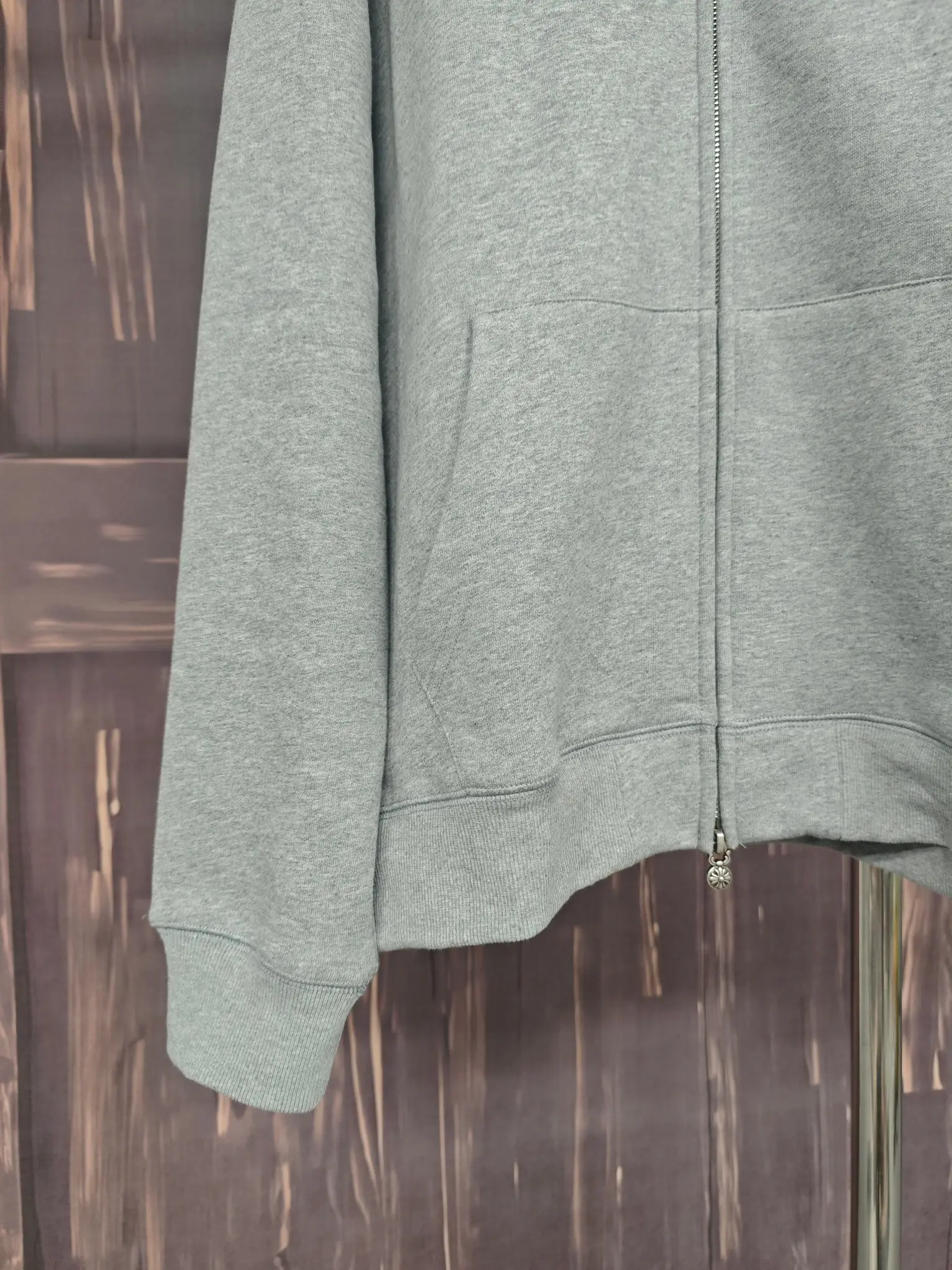Leather Cross Patch Zip-Up Hoodie D28020294 — view 4