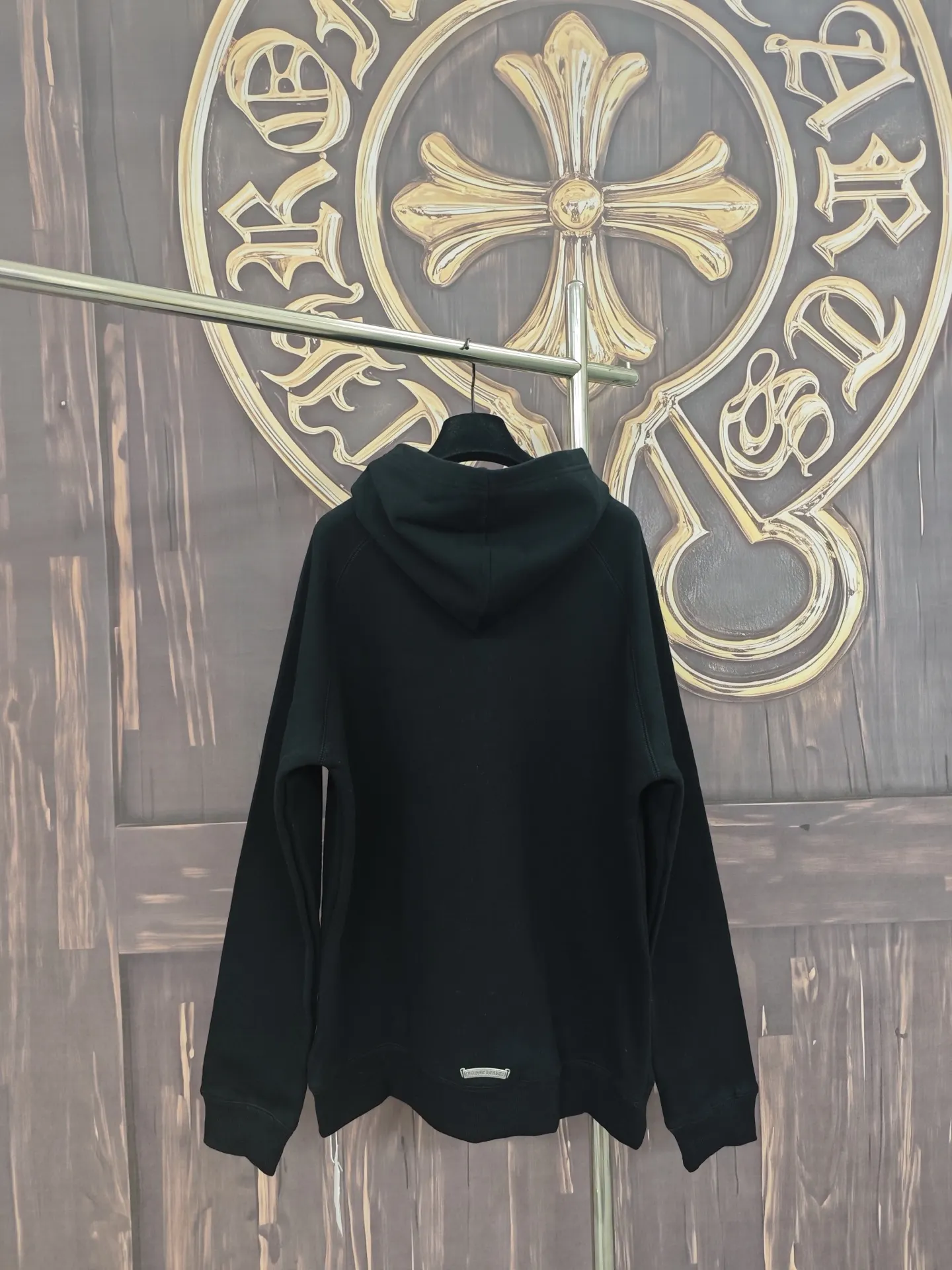 Leather-Trimmed Cross Patch Zip-Up Hoodie D28020297 — view 2