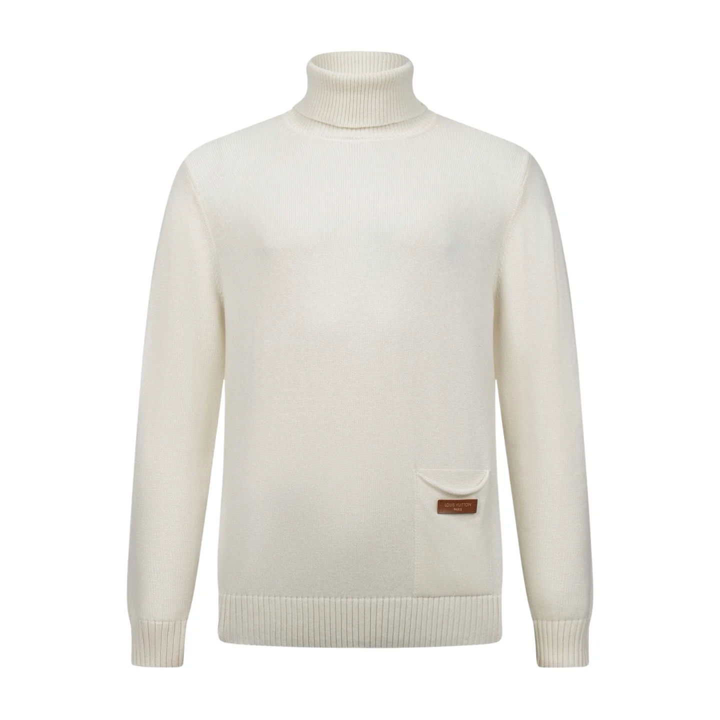 Leather Patch Roll-Neck Wool Sweater D28022400