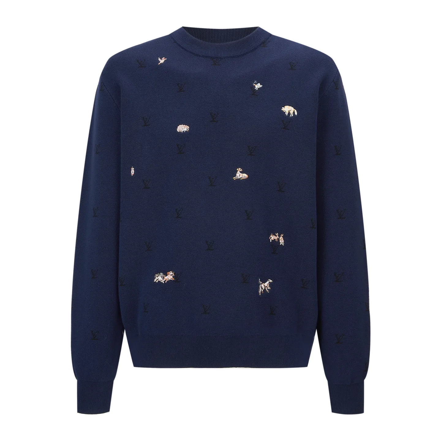 Animal Embroidered Wool-Blend Crew-Neck Sweater D28022492