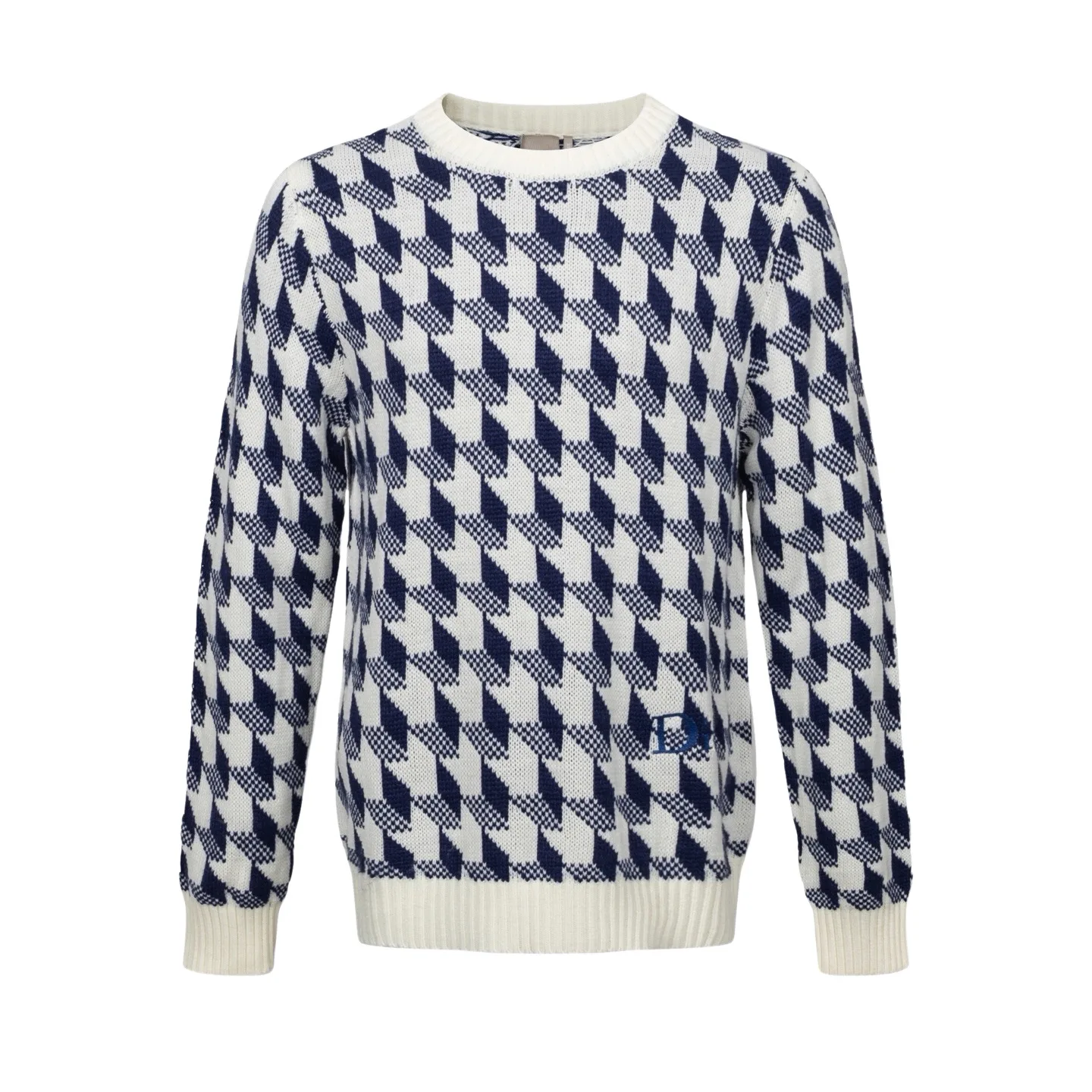 Houndstooth Jacquard Crew-Neck Sweater D28022336