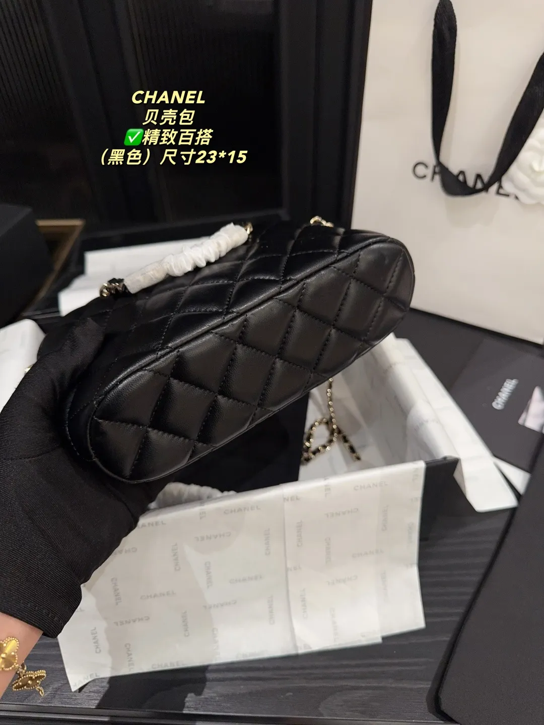 Chanel Quilted Lambskin Shell Bag D28018189 — view 3