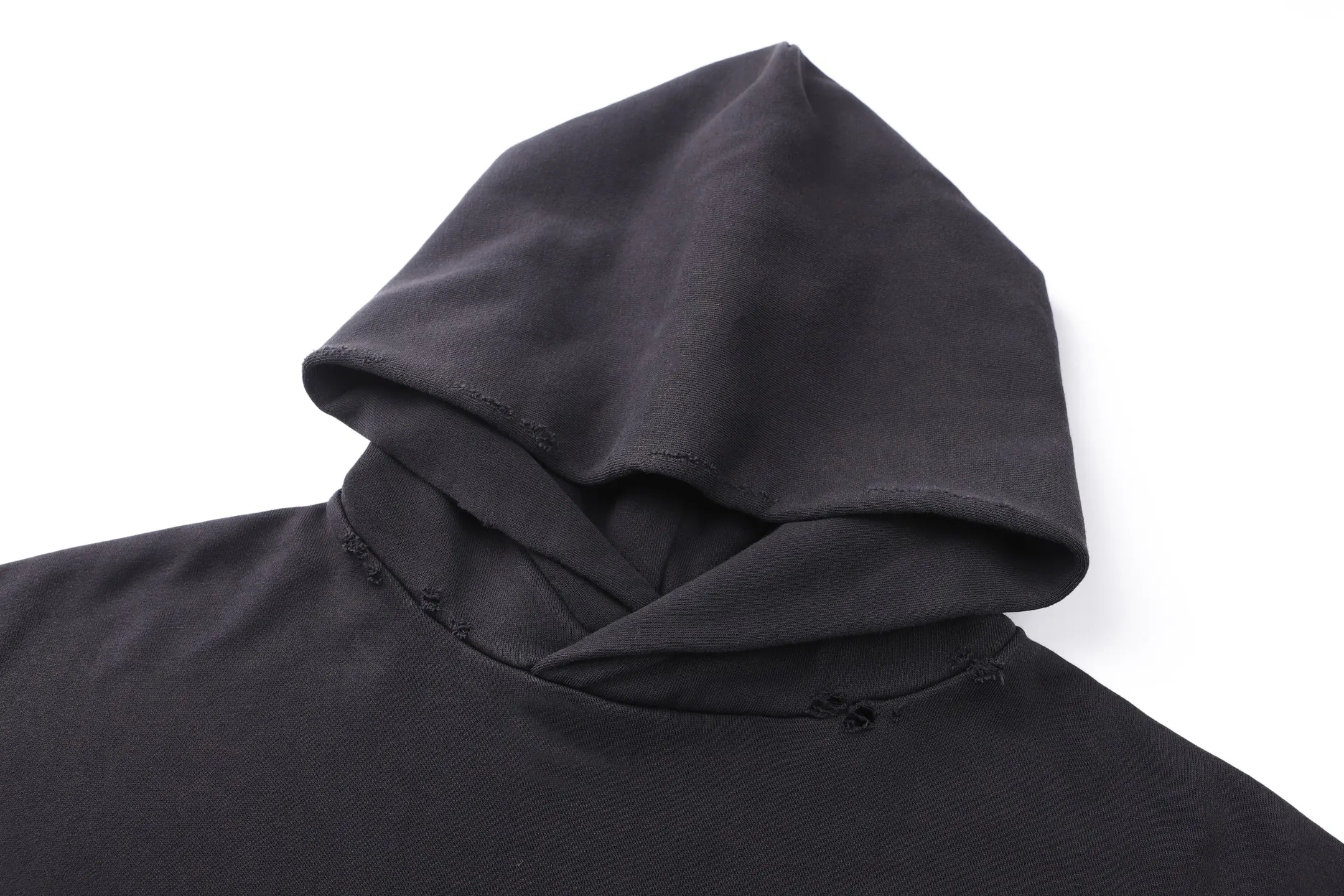 Logo Print Distressed Cotton-Jersey Hoodie D28518773 — view 3