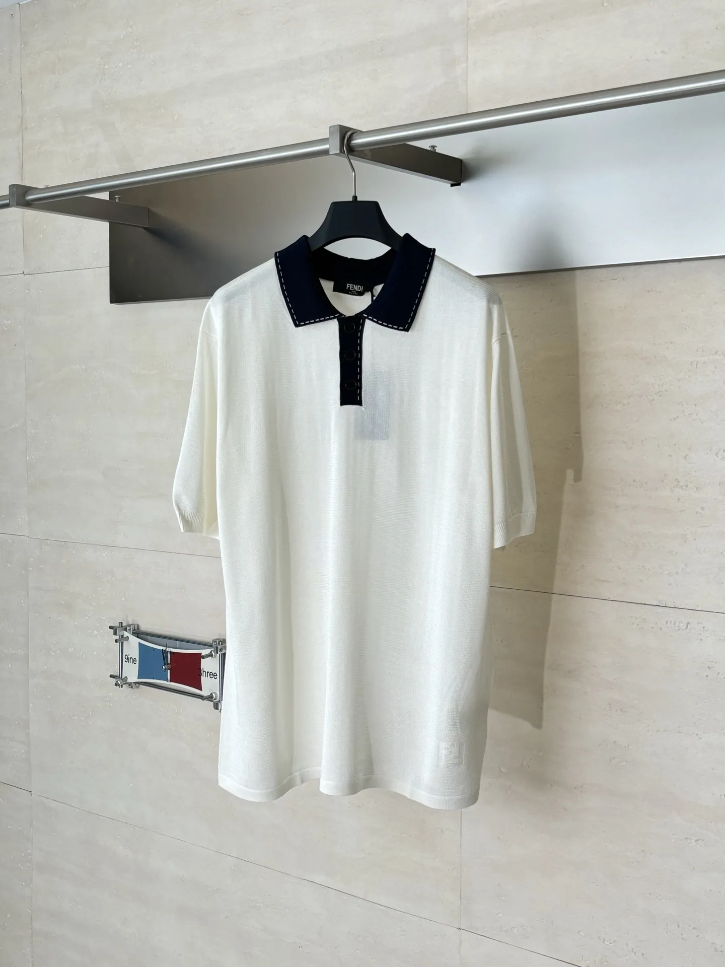 Contrast-Collar FF Jacquard Knit Polo Shirt D28518727