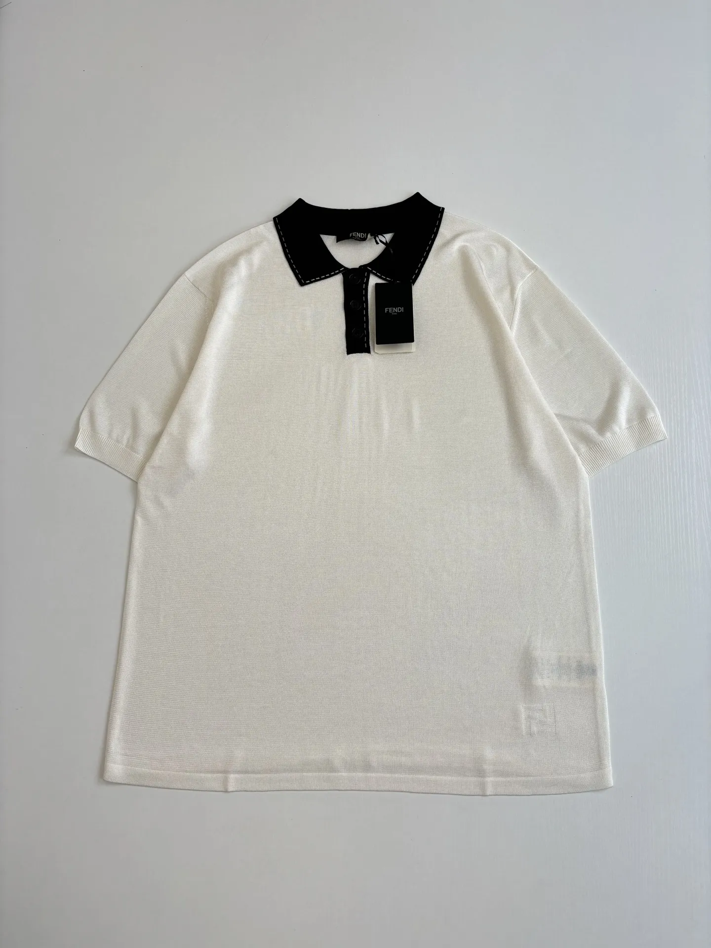 Contrast-Collar FF Jacquard Knit Polo Shirt D28518727 — view 3