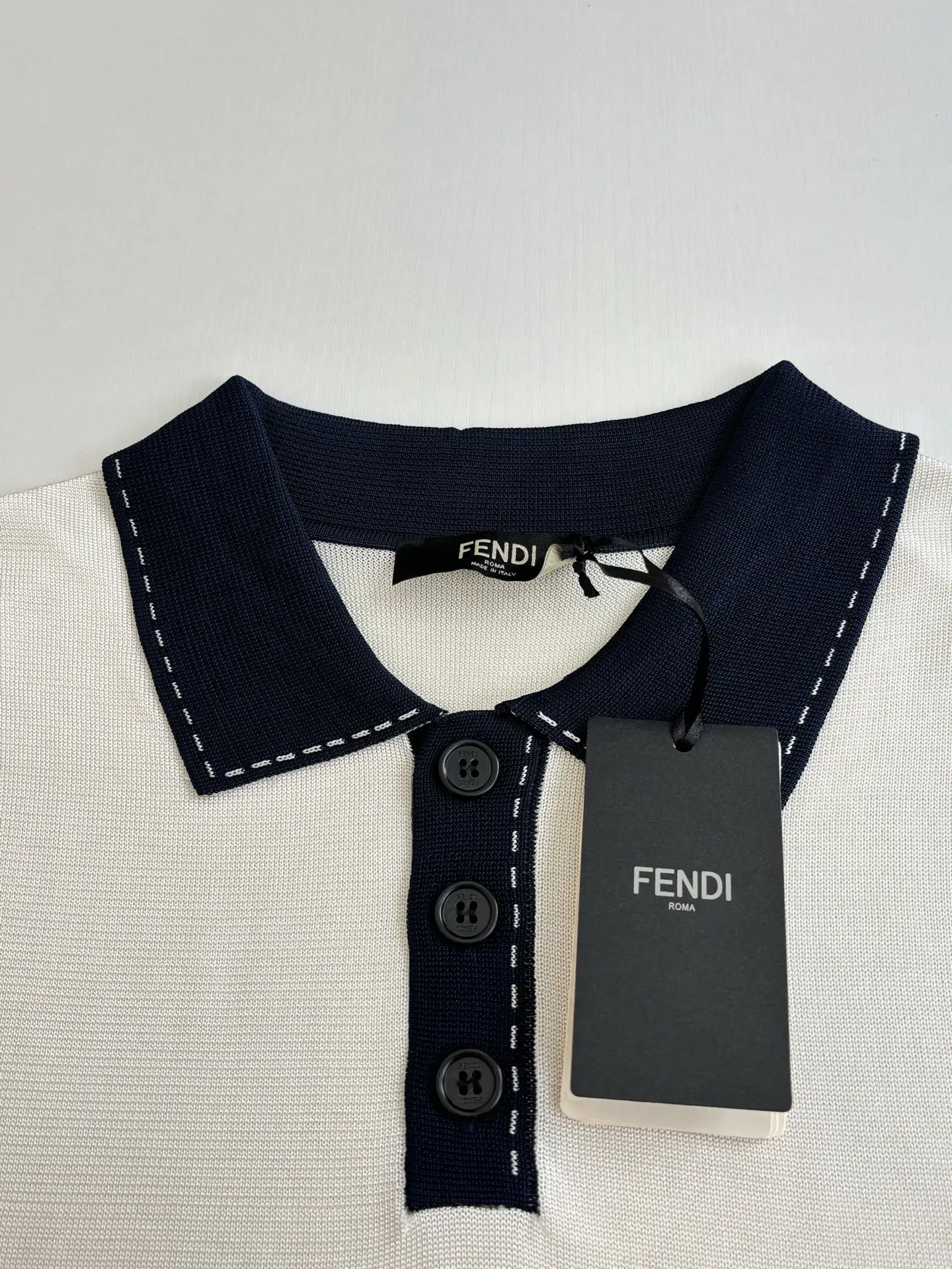 Contrast-Collar FF Jacquard Knit Polo Shirt D28518727 — view 4