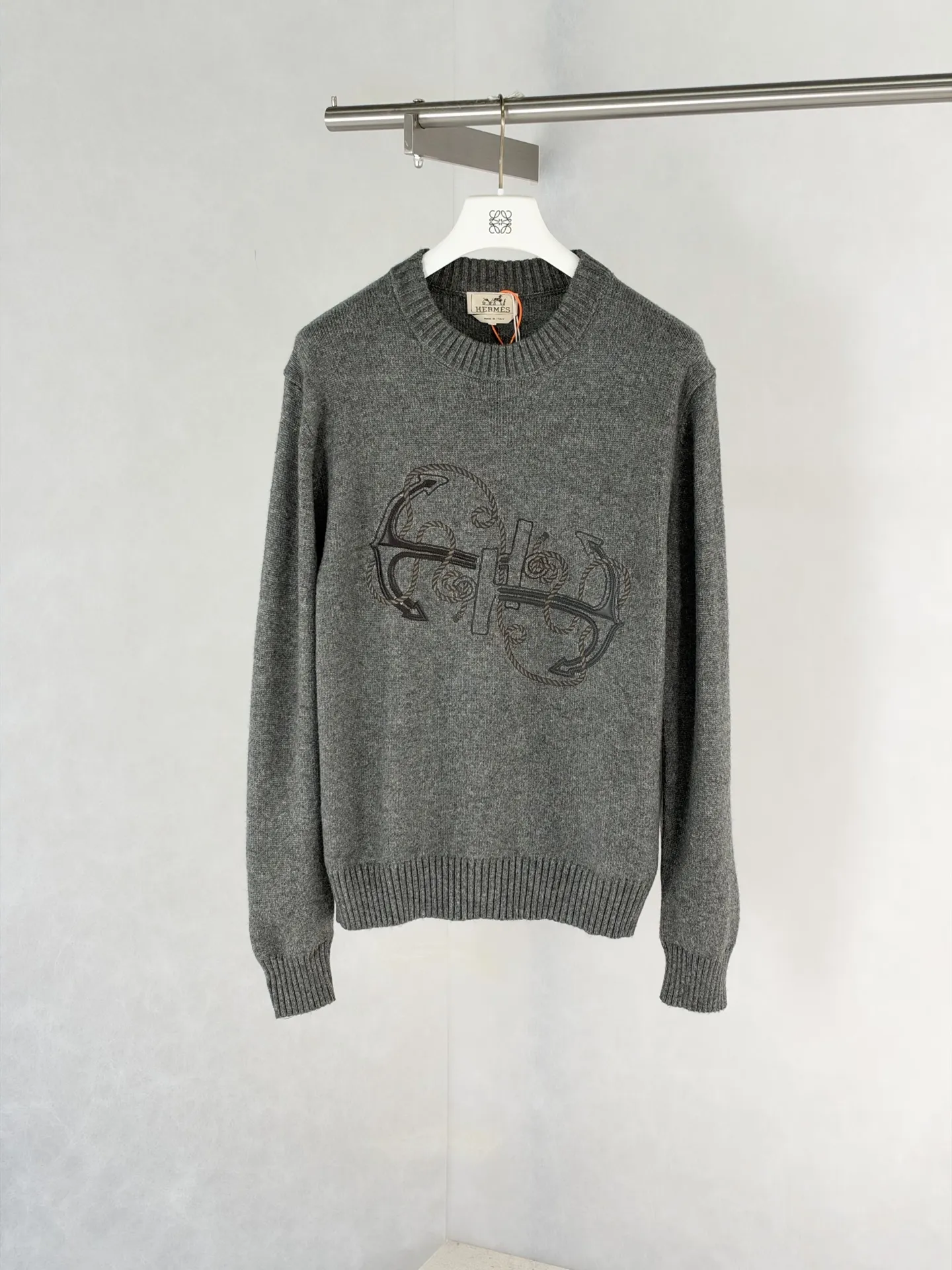 Anchor Embroidered Wool-Blend Crew-Neck Sweater D28520488