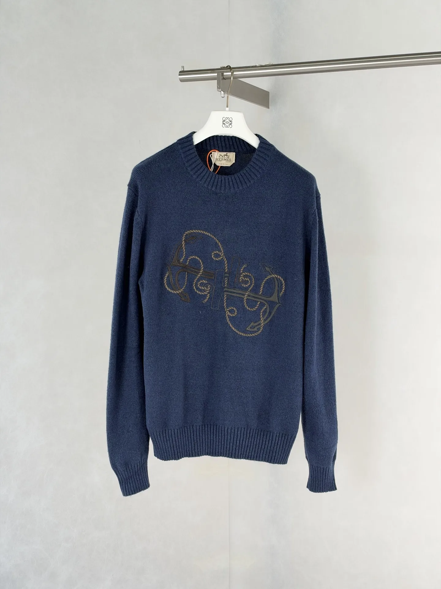 Anchor Embroidered Wool-Blend Crew-Neck Sweater D28520486