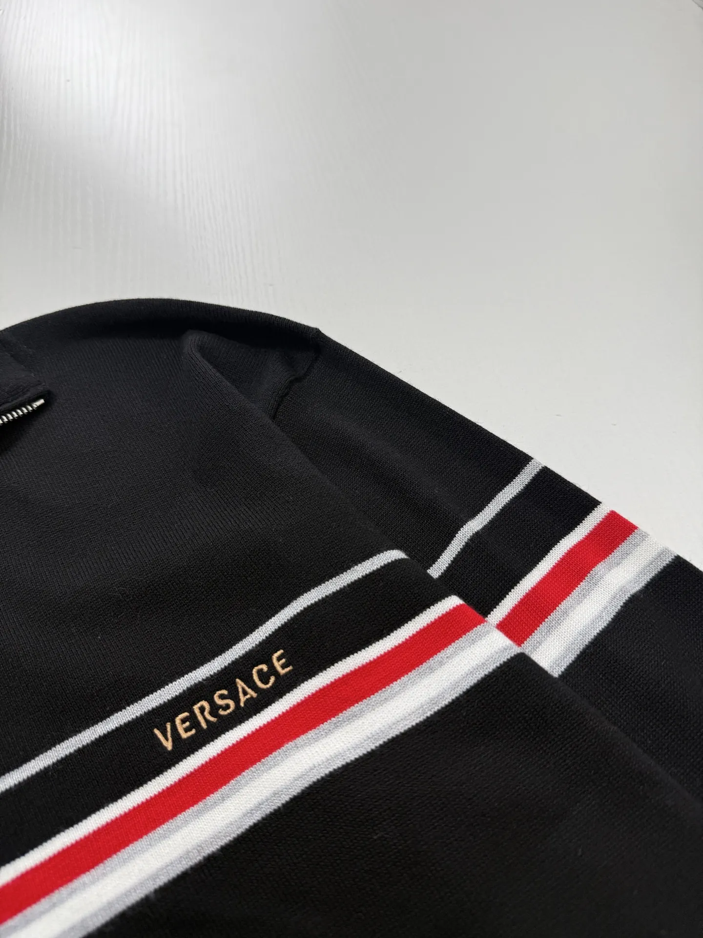 Logo Embroidered Striped Knit Zip-Up Jacket D28522027 — view 5