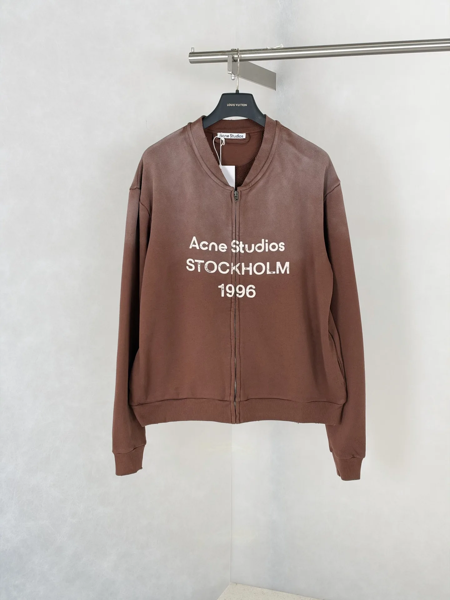Logo Print Faded Cotton-Jersey Zip-Up Sweatshirt D28820484