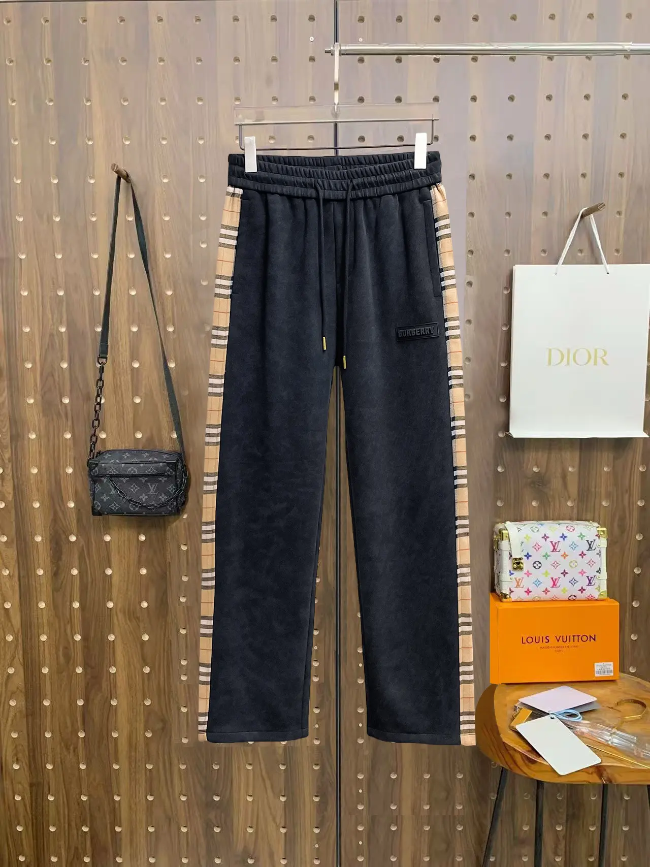Check-Trimmed Cotton-Blend Sweatpants D29015054
