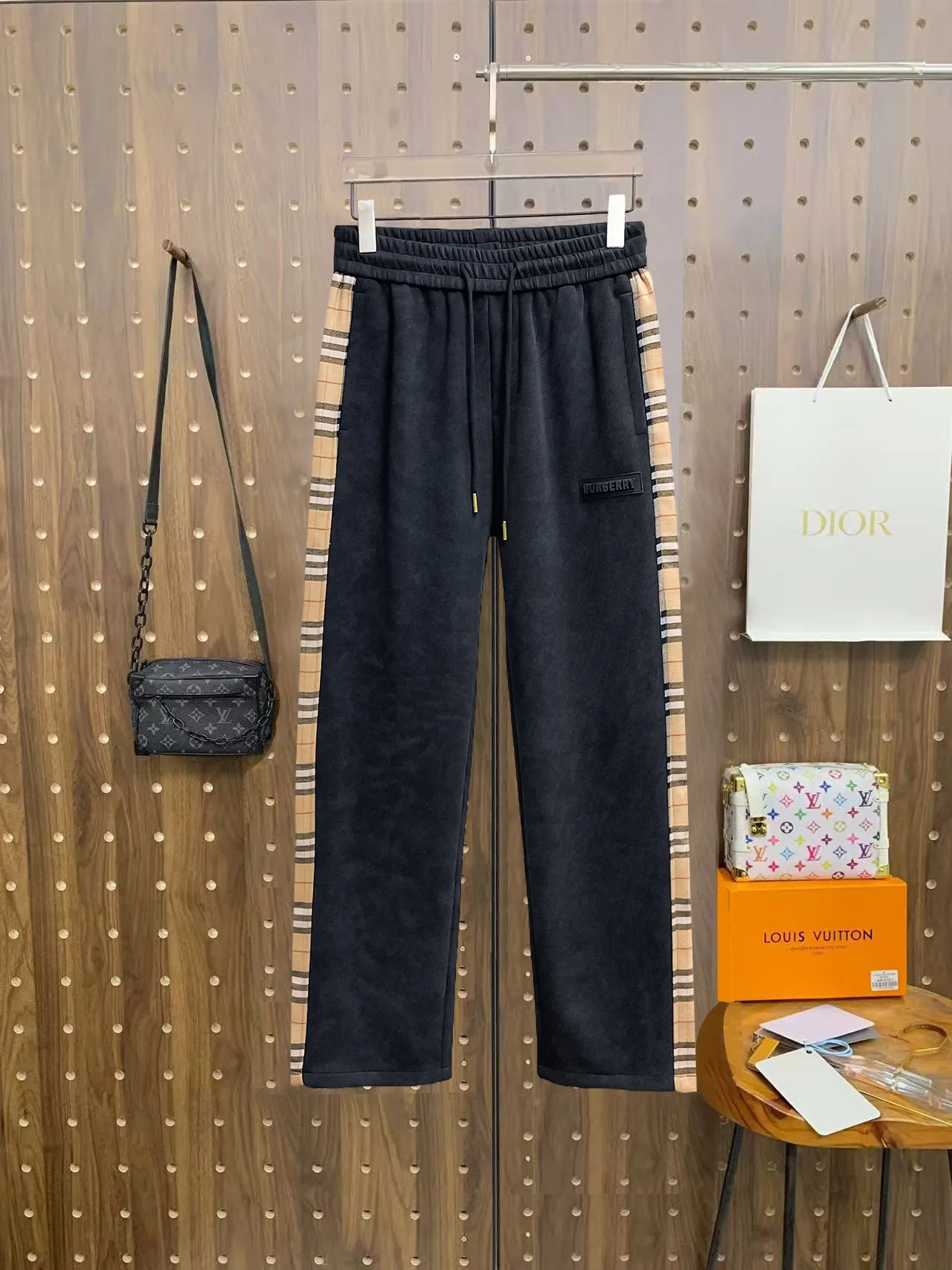 Check-Trimmed Cotton-Blend Sweatpants D29015054