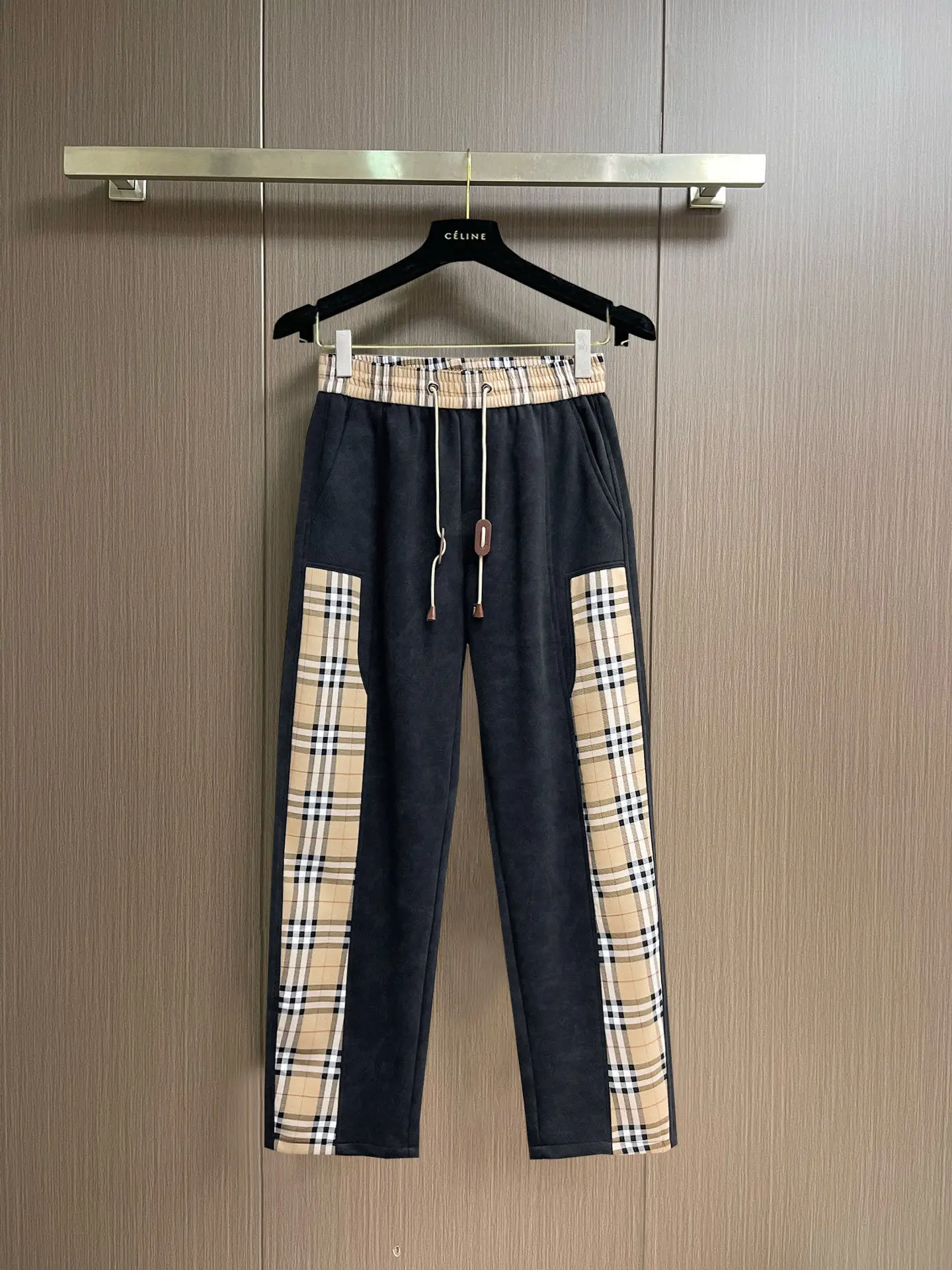 Check-Panelled Drawstring Sweatpants D29014998