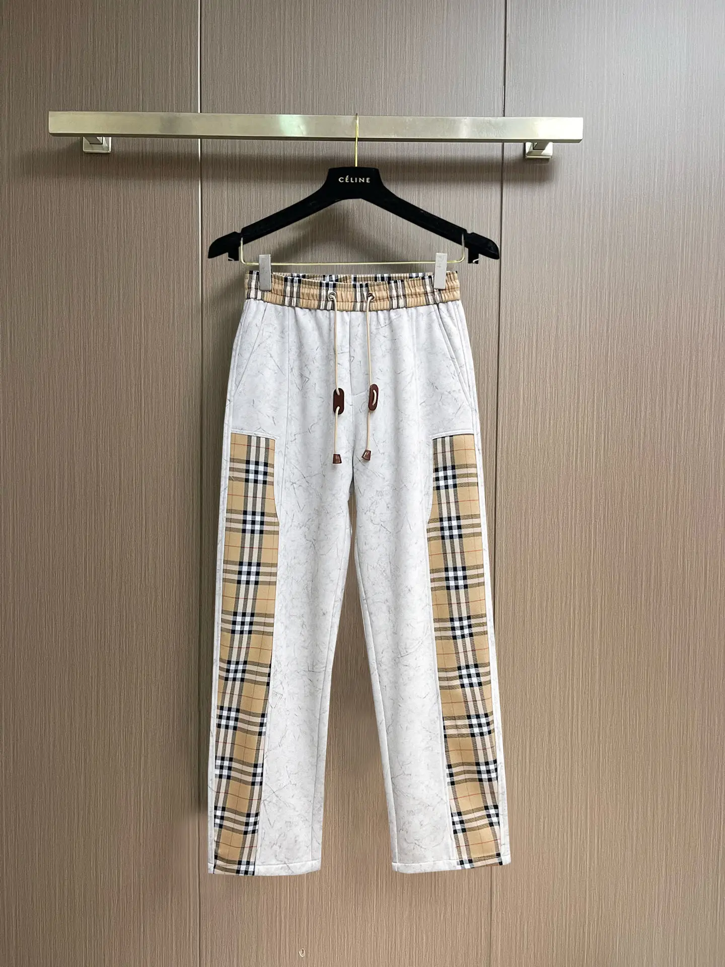 Check-Panel Drawstring Sweatpants D29014997