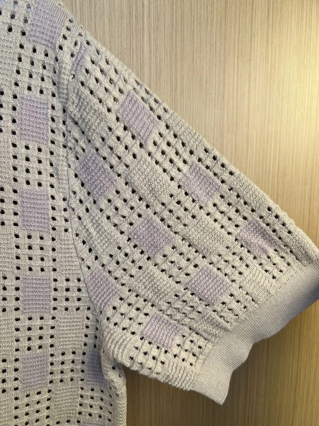Damier Mesh Knit Short-Sleeve Cardigan D29019179 — view 2