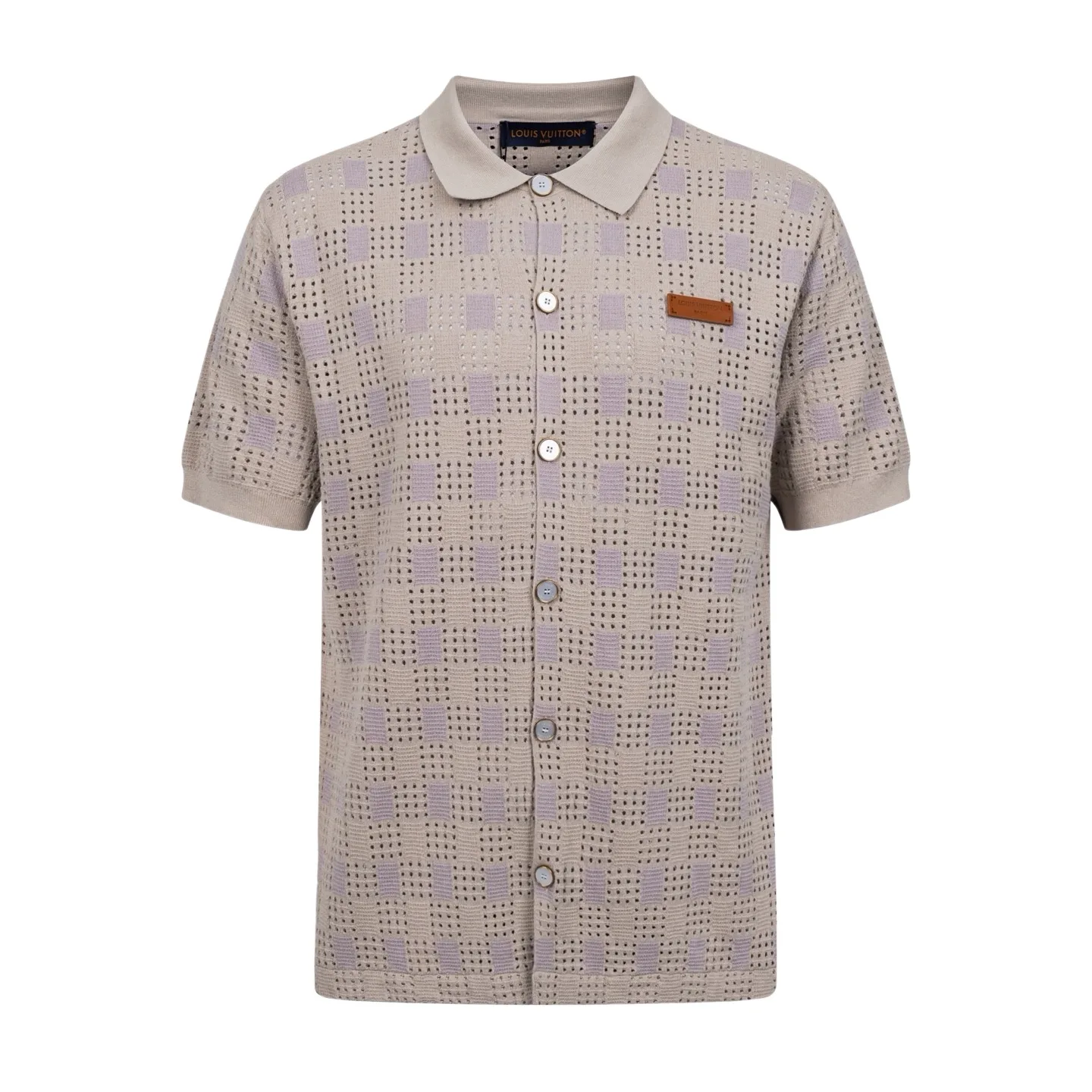 Damier Tweed Knit Short-Sleeve Shirt D29022391
