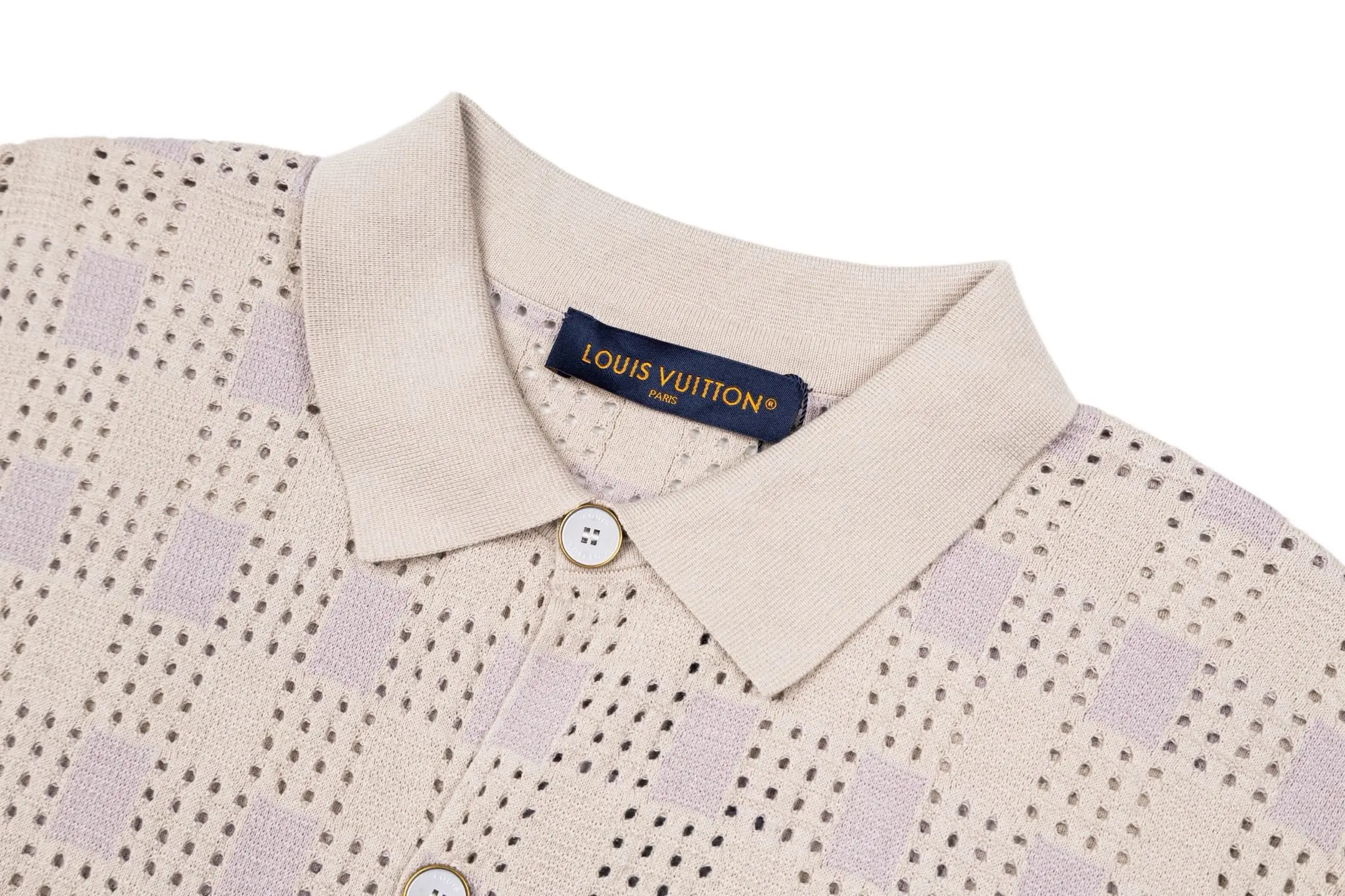 Damier Tweed Knit Short-Sleeve Shirt D29022391 — view 3